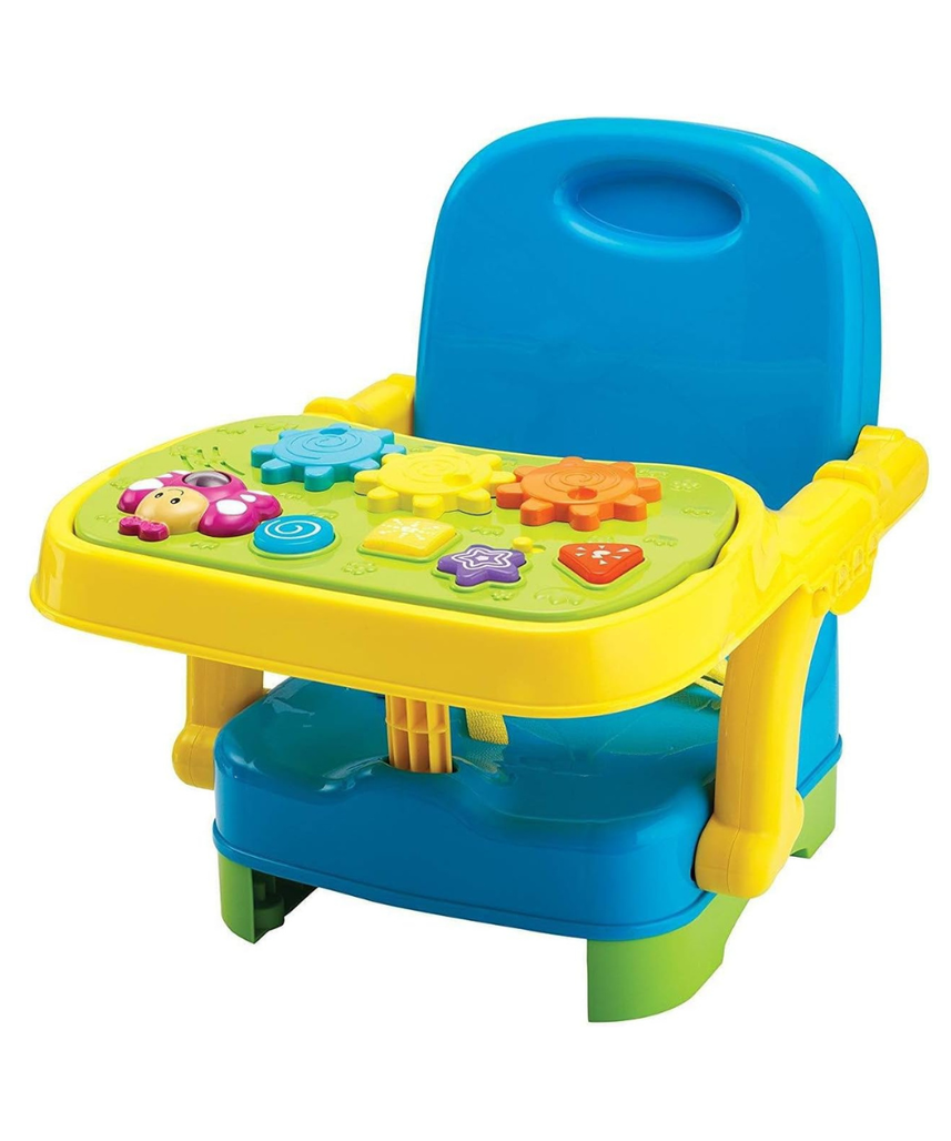Winfun Musical Baby Booster Seat with Activity Tray, Light-Up Buttons, Gears & Melodies | Portable High Chair for Toddlers 6–36 Months