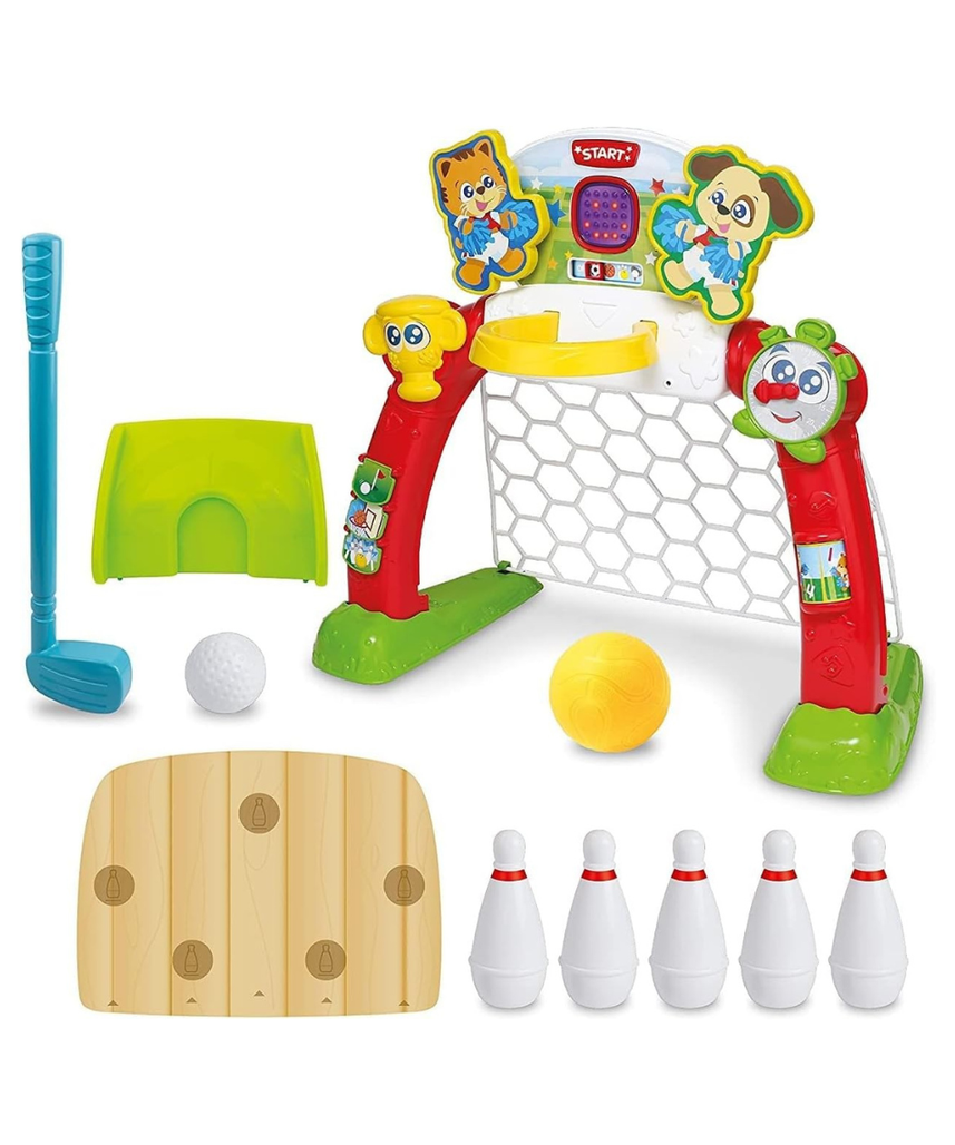Winfun 4-in-1 Sports Center Toddler Activity Playset, Soccer, Basketball, Bowling & Golf with LED Scoreboard, Lights & Sound, For Toddlers 18+ Months