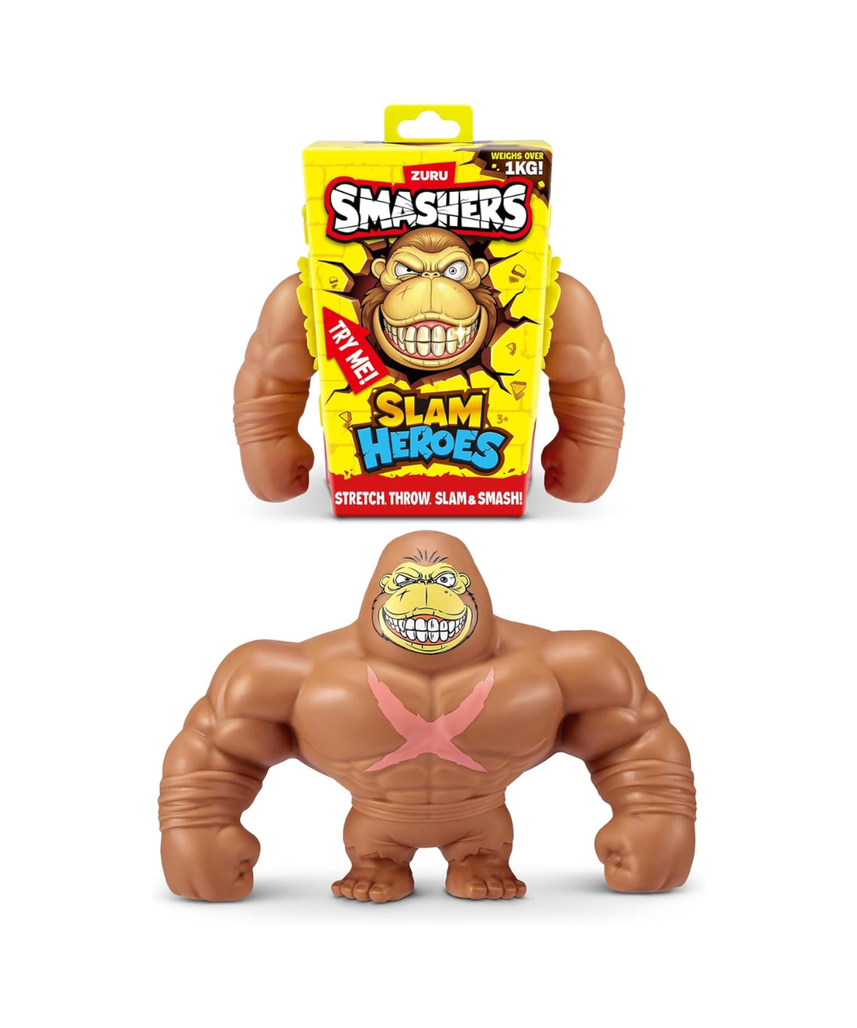Smashers Slam Heroes Series 1 Collectible Bendy Squishy Monster Gorilla Toys for Kids Smash Throw Stretch Slam Durable Action Figures for Interactive Play Boys and Girls Ages 3+