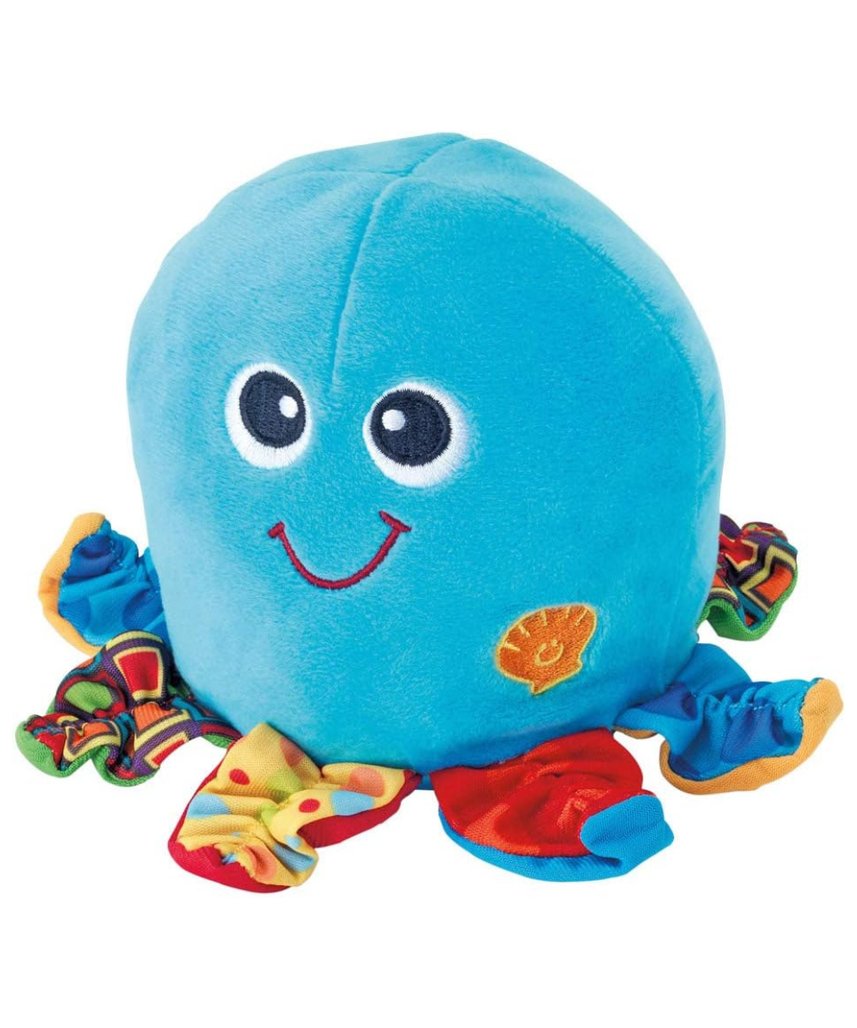 Winfun Electronic Vibration Octopus Toy Blue, Calming Soft Plush Baby Toy with Gentle Vibration, Sensory Development for Infants and Toddlers 3+ Months