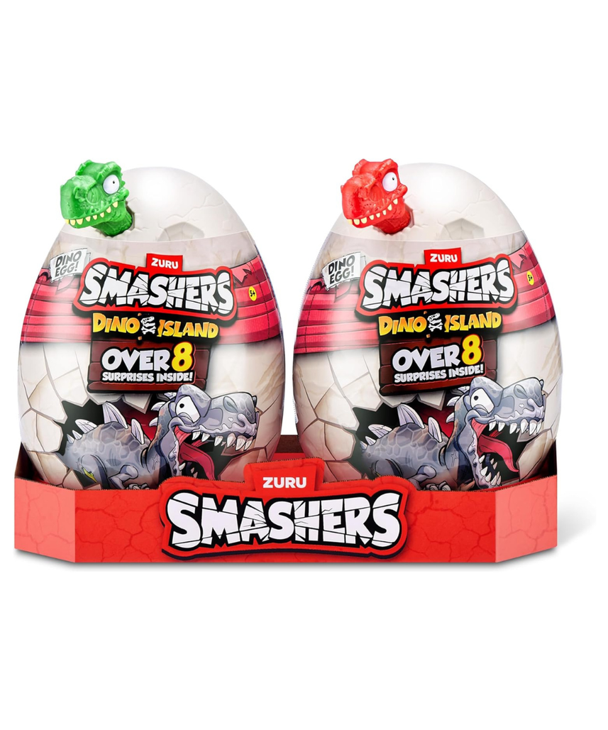 Smashers Mini Dino Combo Pack with 8+ Surprises Dino Island Egg and Jurassic Light Up Egg with Dinosaur Figures Slime Sand Mini Eggs Sensory Collectible Toys for Kids 3+