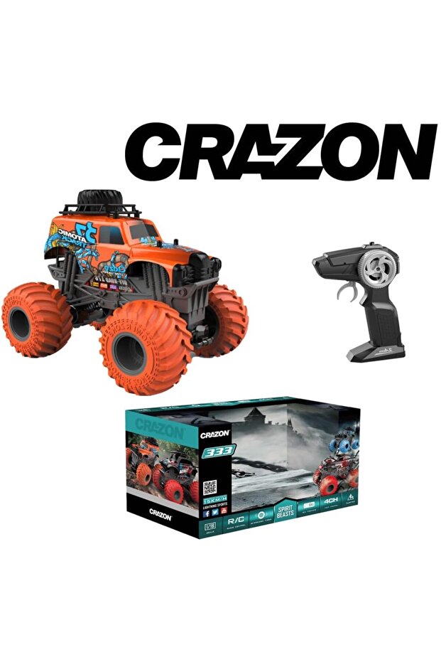 Crazon 1:18 Oversize Wheel Cross-Road RC Car, 2.4GHz Remote Control, 2WD, Rechargeable Battery, 3+