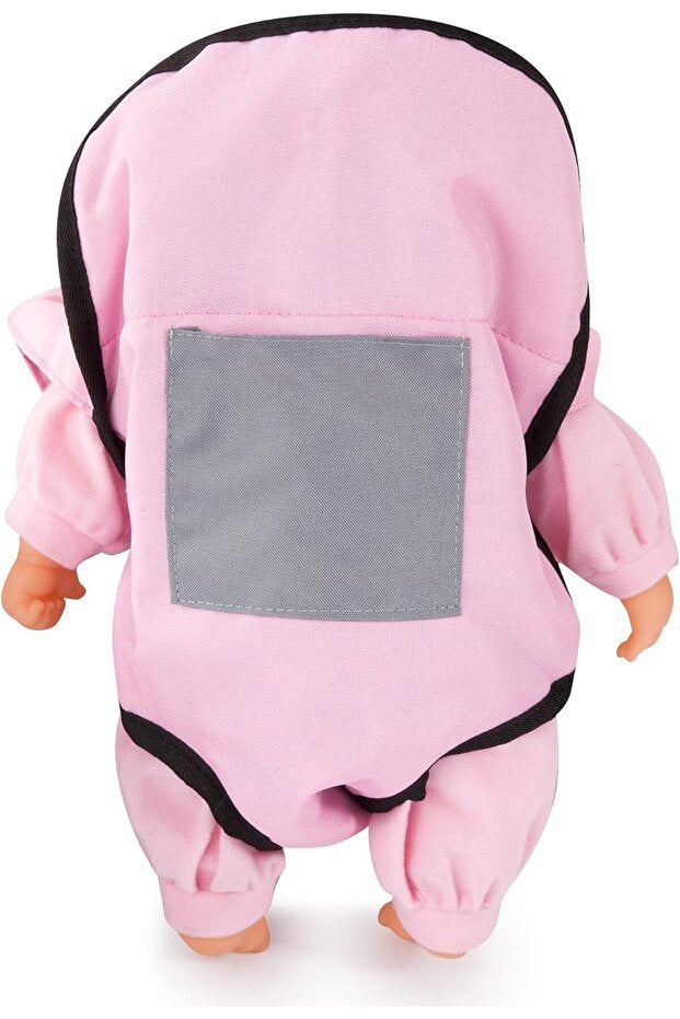 Bayer Design 93300AF My First Baby 13 inch Baby Doll, Set with Toddler, Dolls Carrier and Bottle, Interactive with Sounds, pink with mouse design