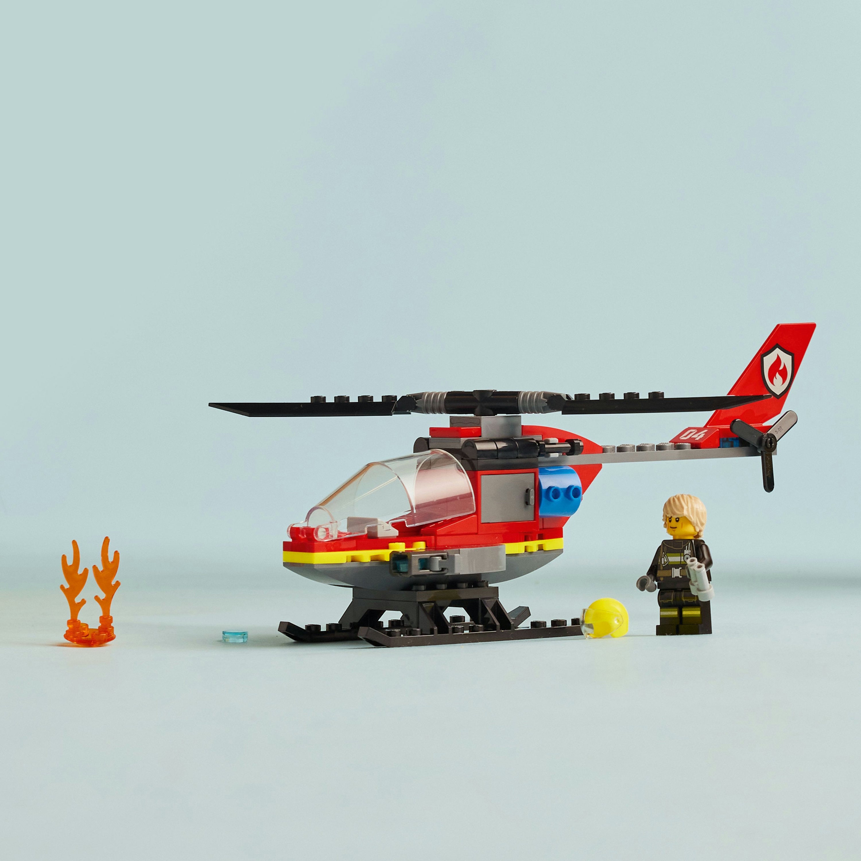LEGO City Fire Rescue Helicopter Building Set, incl. Firefighter Pilot Minifigure, Vehicle Toy for 5+ Year Old Boys, Girls & Imaginative Play, 60411