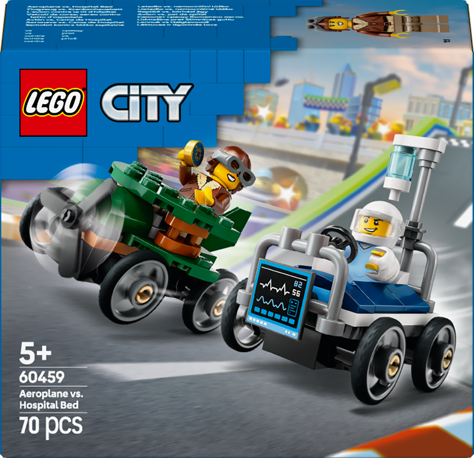 LEGO City 60459 Airplane vs Hospital Bed Race Car V29 for Boys 5+ Creative Vehicle Racing Building Toy