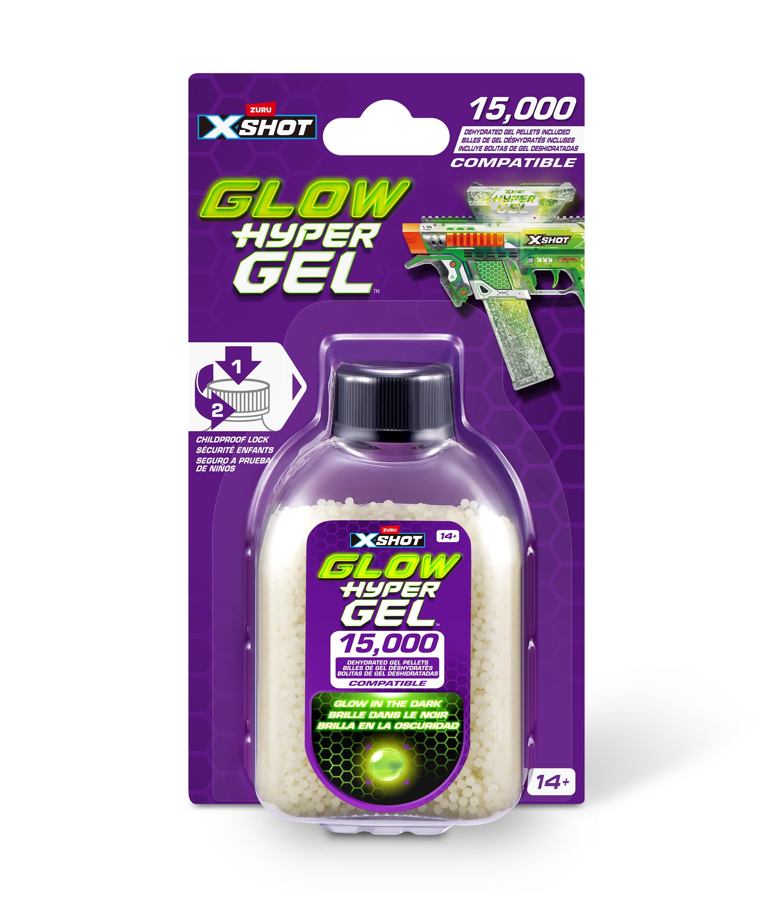 X Shot Hyper Gel Glow In The Dark Gellet Refill 15000 pcs, Toy Ammo for Boys, Age 14+