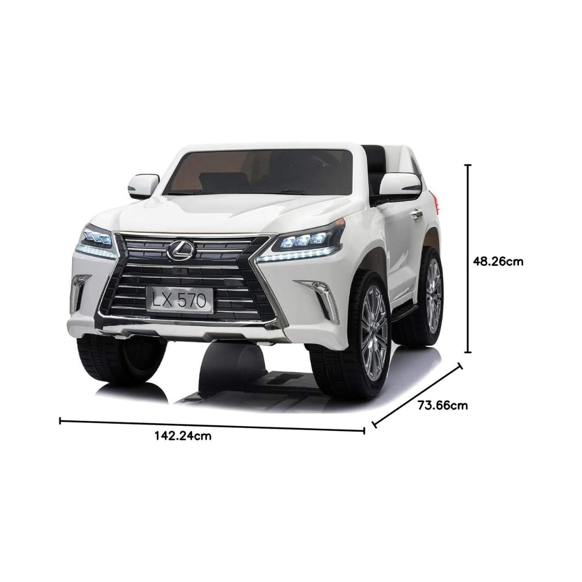 Lovely Baby Licensed Lexus LX570 Kid's Electric Ride-On Car with Remote Control, LED Lights, Music, Bluetooth, White, 3+ Years
