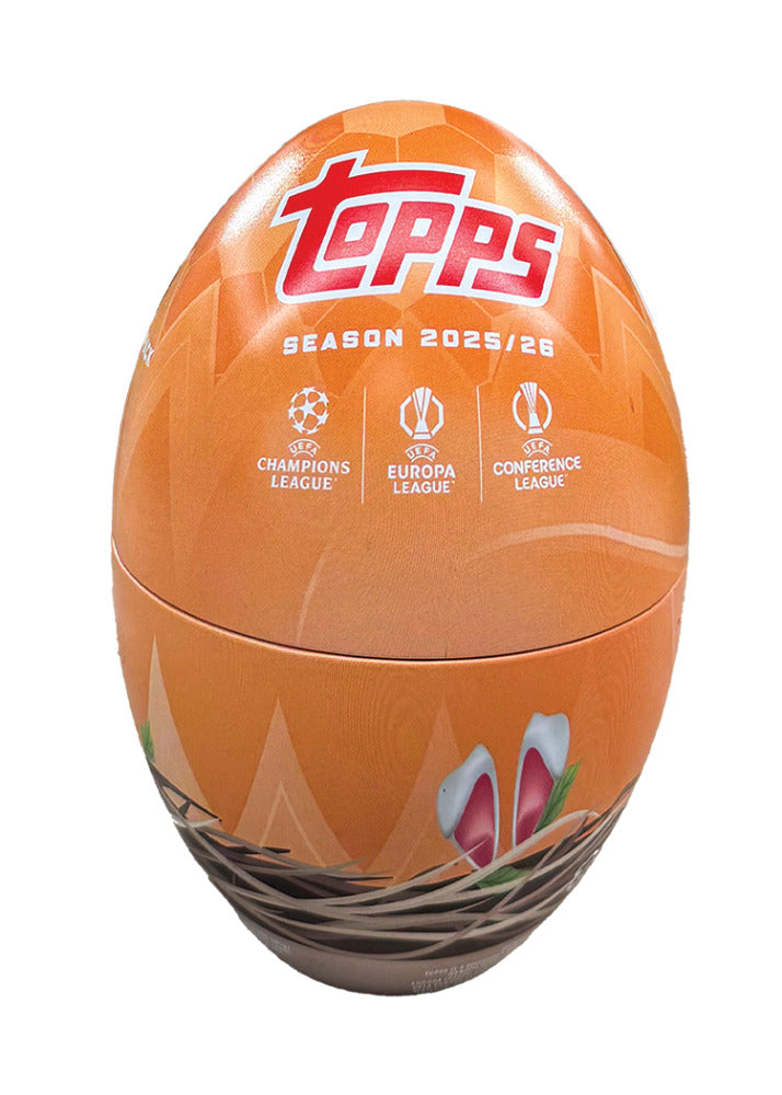 Topps UEFA Club Competitions 2025 2026 Spring Tin Trading Cards Assorted, 59 Cards Pack with 3 Holiday Parallels, Official Soccer Collectible Hobby Tin, Random Design, Age 6+
