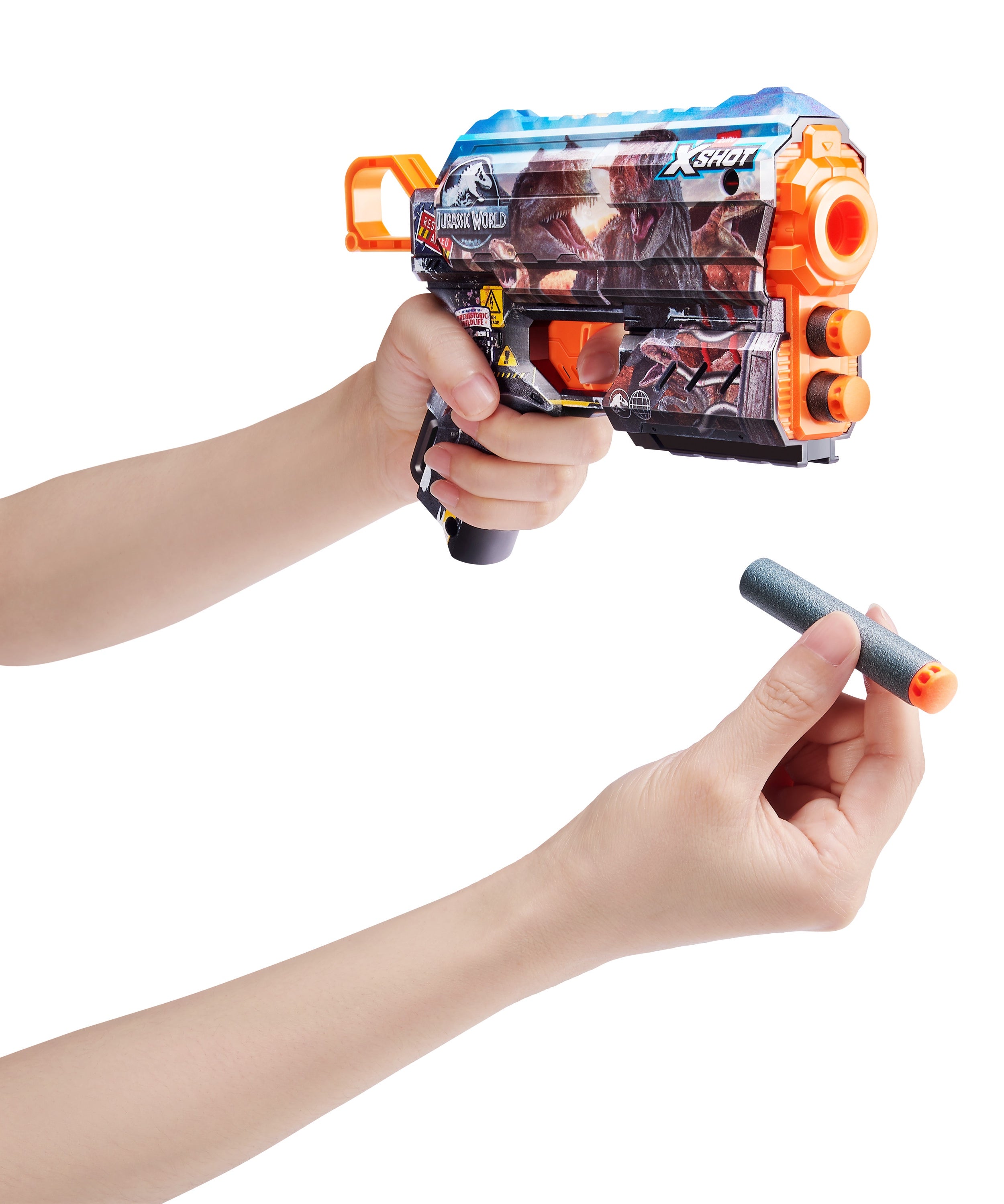 Title: Jurassic Flux Combo 2 Pack Dart Blaster with Dinosaur Skins, Air Pocket Darts, Single Shot with Storage, Recoil Action, Fires 27m/90ft, Includes 16 Foam Darts, Ages 8 and Up