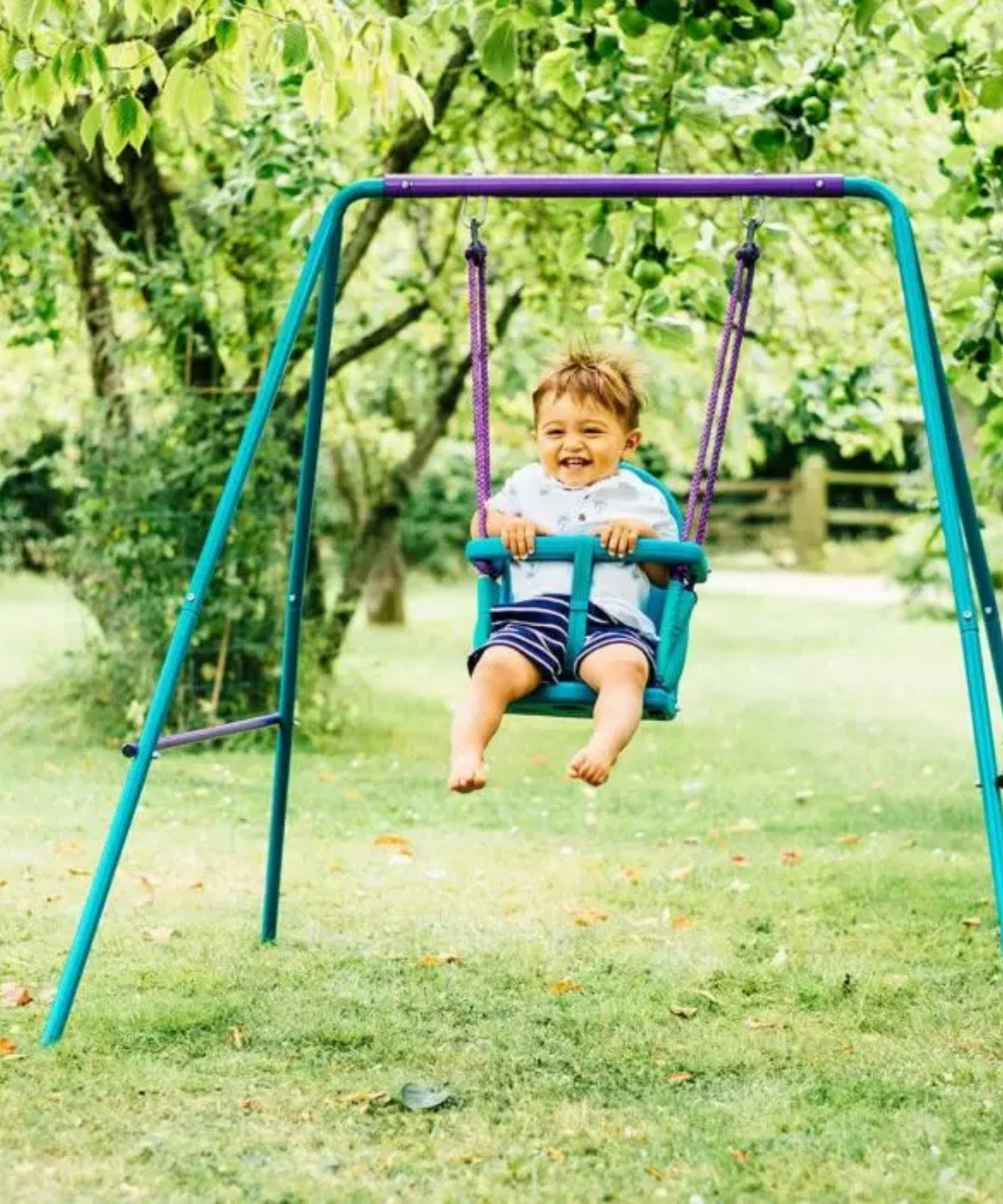 مجموعة أرجوحة معدنية 2 في 1 من بلام، أرجوحة خارجية مع إمكانية تعديل الارتفاع ومقاعد قابلة للتبديل، سعة وزن 50 كجم، مناسبة للأطفال من الأولاد والبنات من سن 12 شهرًا فما فوق، لون أزرق