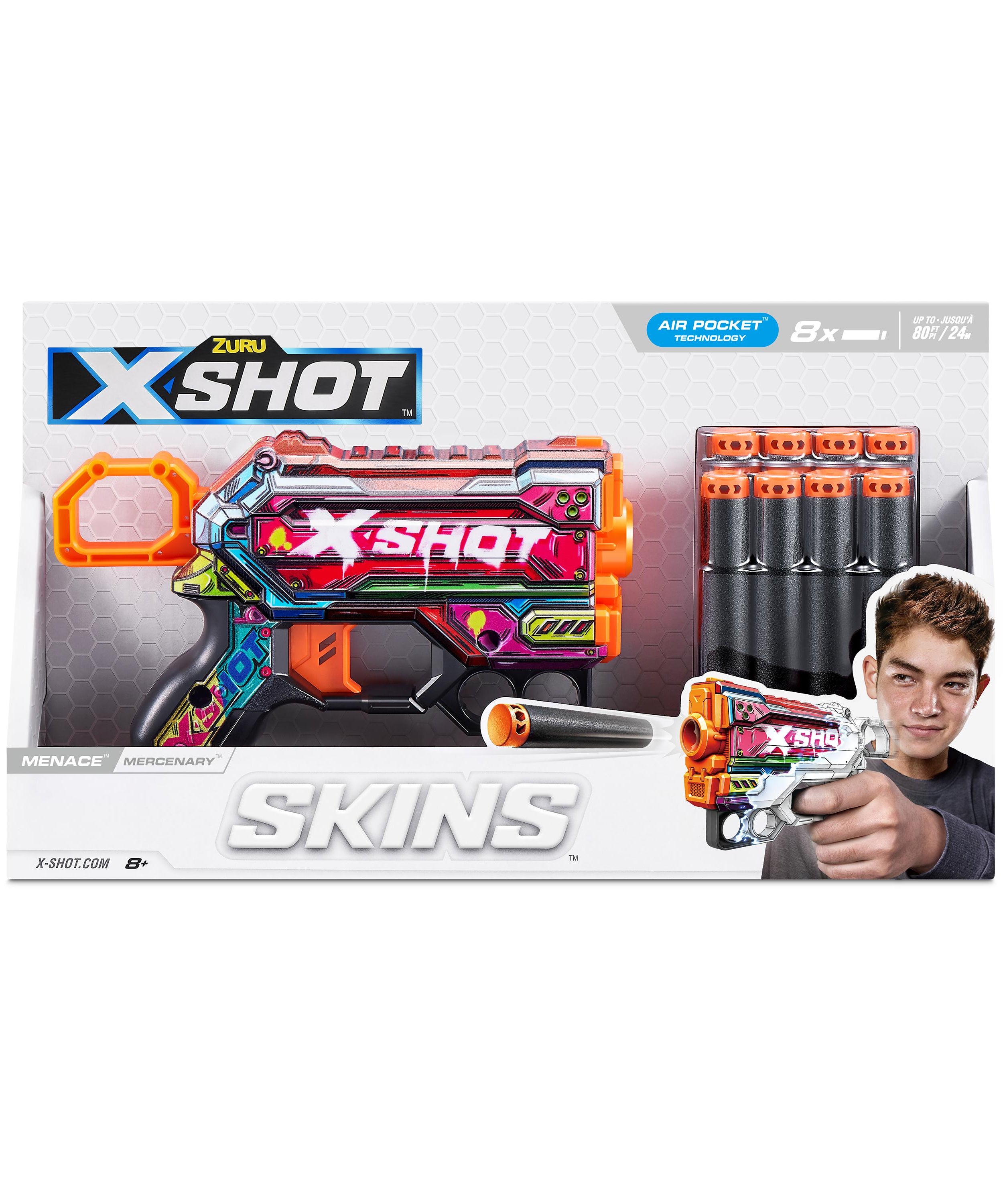X Shot Skins Menace Blaster, Compact Foam Dart Gun for Boys, Age 8+