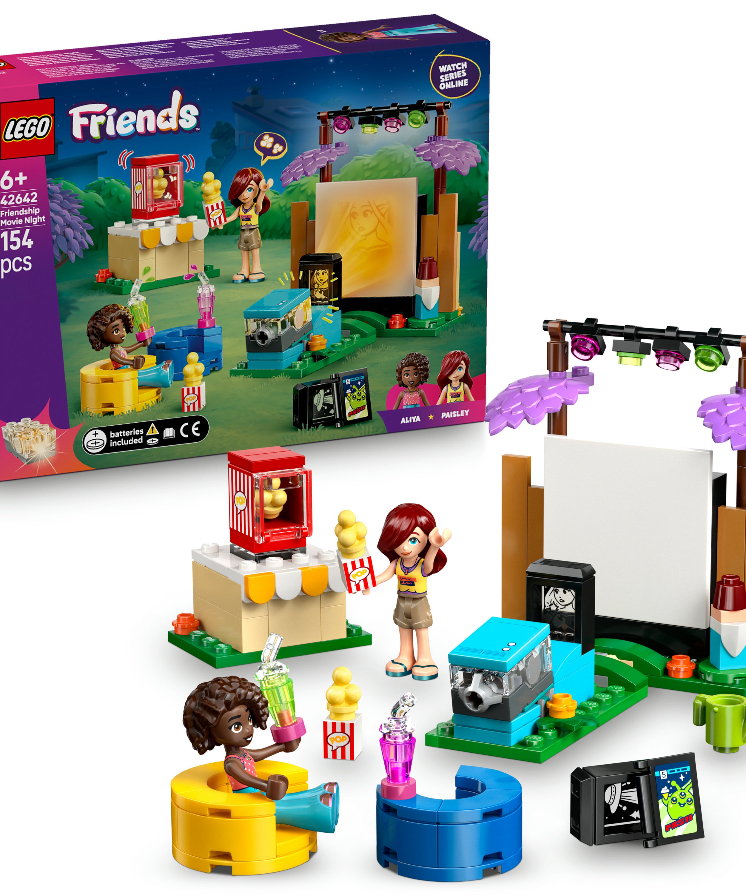 LEGO Friends 42642 Friendship Movie Night V29 for Girls 6+ Fun Mini Movie Theater Building Toy with Characters