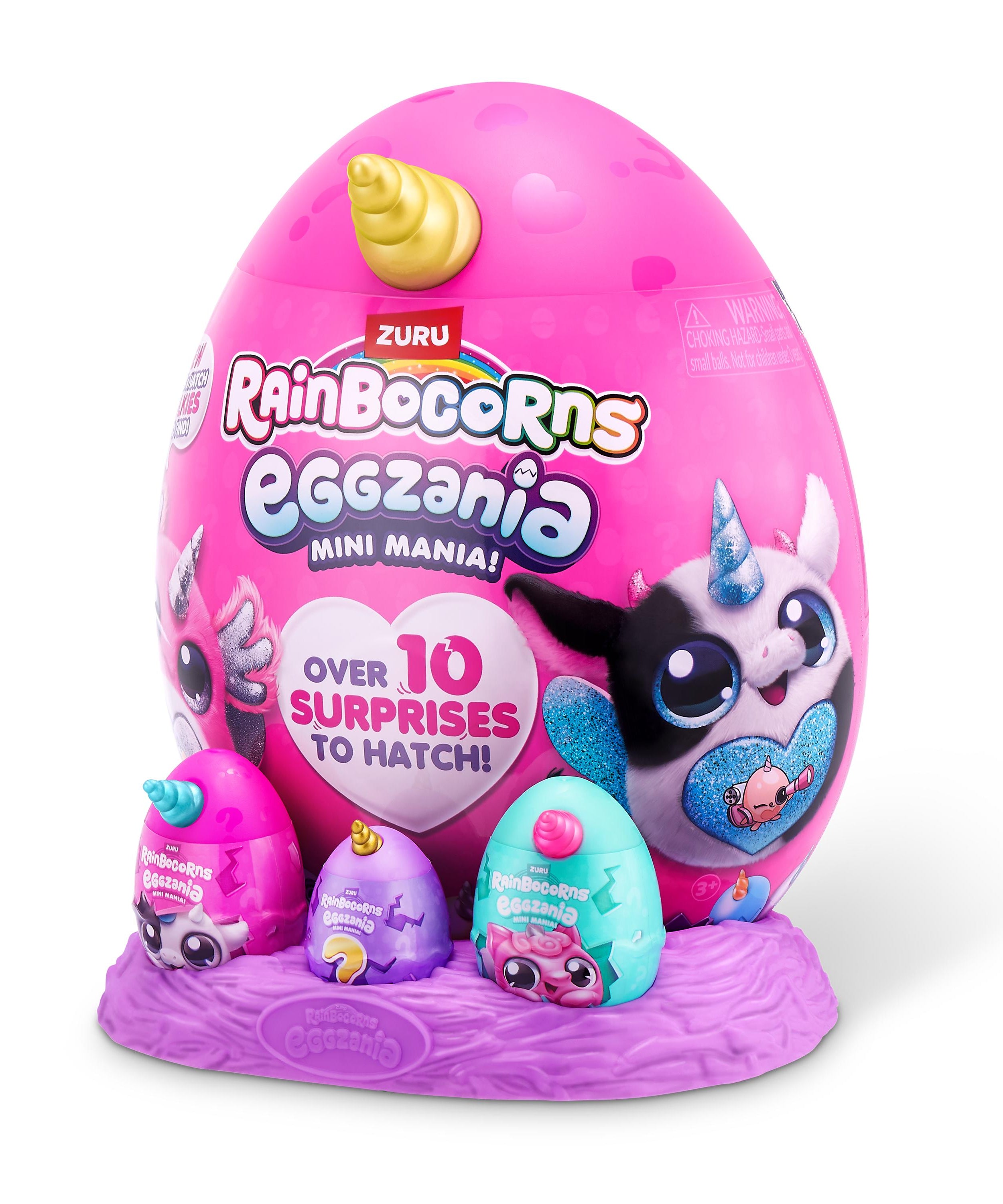 Rainbocorns Eggzania Mini Mania Series 1 Surprise Plush Toy for Girls Ages 3+, Collectible Stuffed Animal with 10+ Surprises, Slime, Stickers & Wearable Jewelry
