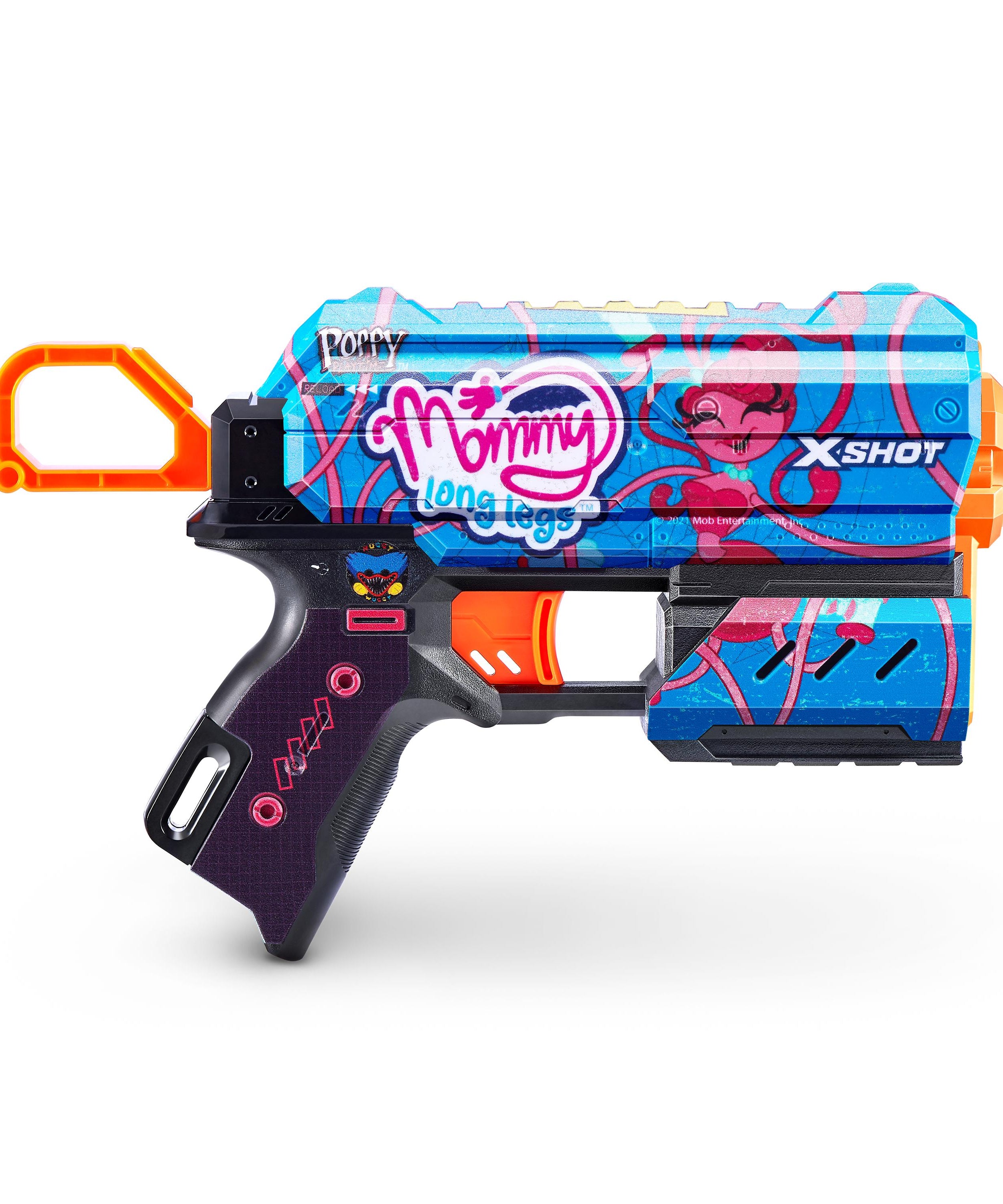XSHOT Skins Flux, Poppy Playtime Jumpscare Edition (8 Darts), Foam Dart Blaster with Air Pocket Dart Technology, Shoots up to 27m, Collectible Toy Gun for Kids Ages 8+, Boys, Girls, Teens
