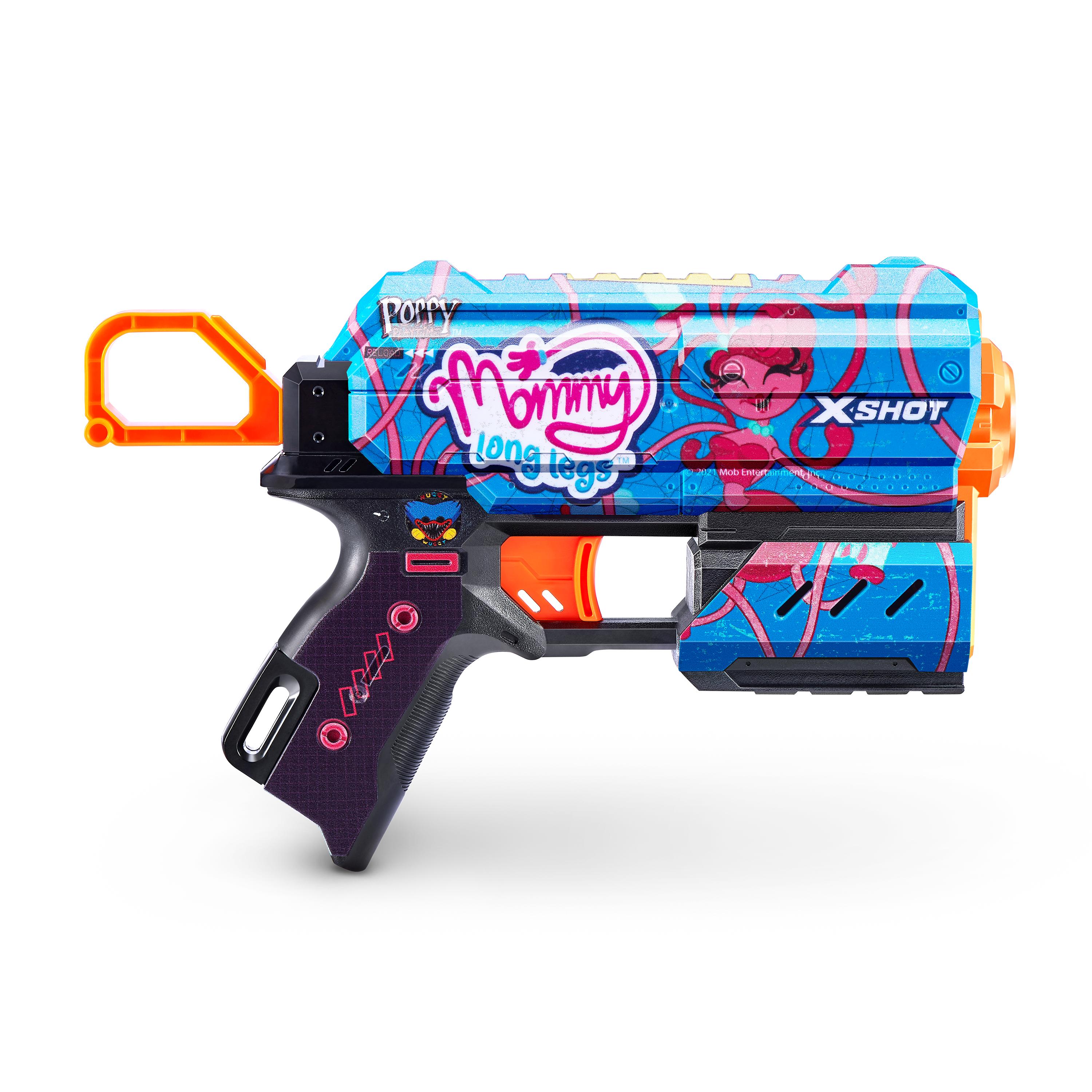 XSHOT Skins Flux, Poppy Playtime Jumpscare Edition (8 Darts), Foam Dart Blaster with Air Pocket Dart Technology, Shoots up to 27m, Collectible Toy Gun for Kids Ages 8+, Boys, Girls, Teens