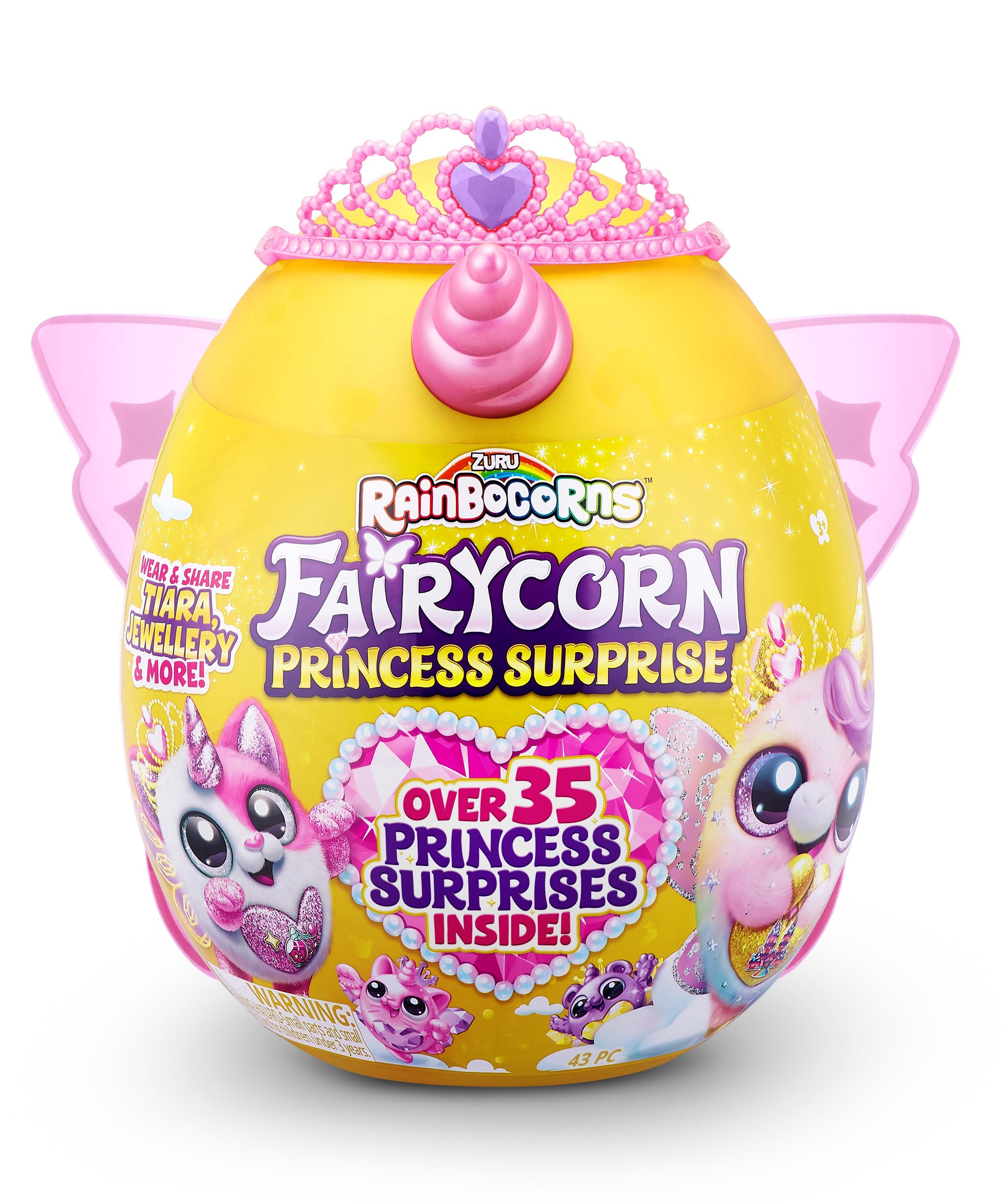 Rainbocorns Fairycorn Princess Surprise (Puppy) 11" Collectible Plush Toy with 35+ Surprises, Fairy Wings, Tiara, Wand, Boo-Boocorn, and Surprise Egg, Soft Toy for Girls Ages 3+
