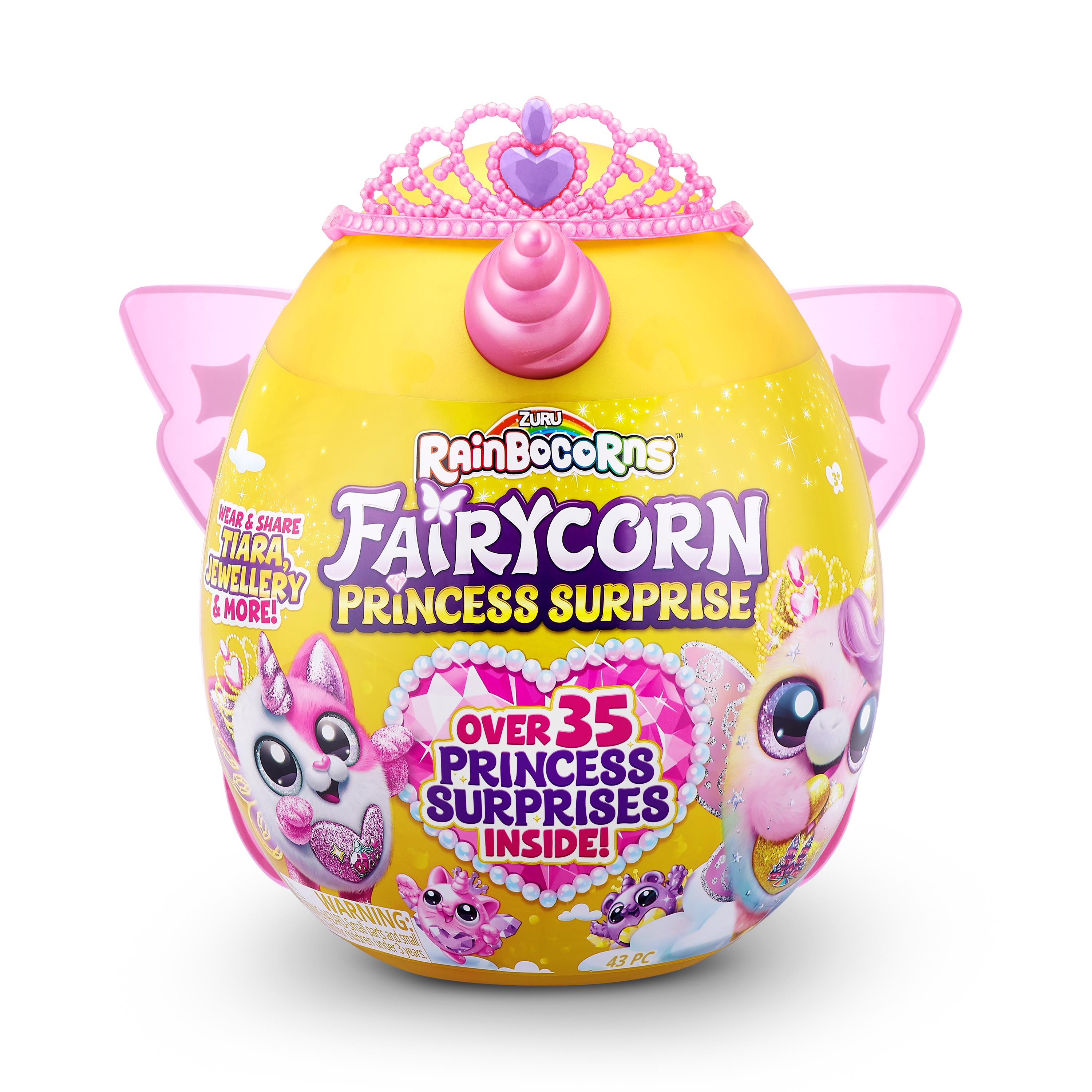 Rainbocorns Fairycorn Princess Surprise (Puppy) 11" Collectible Plush Toy with 35+ Surprises, Fairy Wings, Tiara, Wand, Boo-Boocorn, and Surprise Egg, Soft Toy for Girls Ages 3+