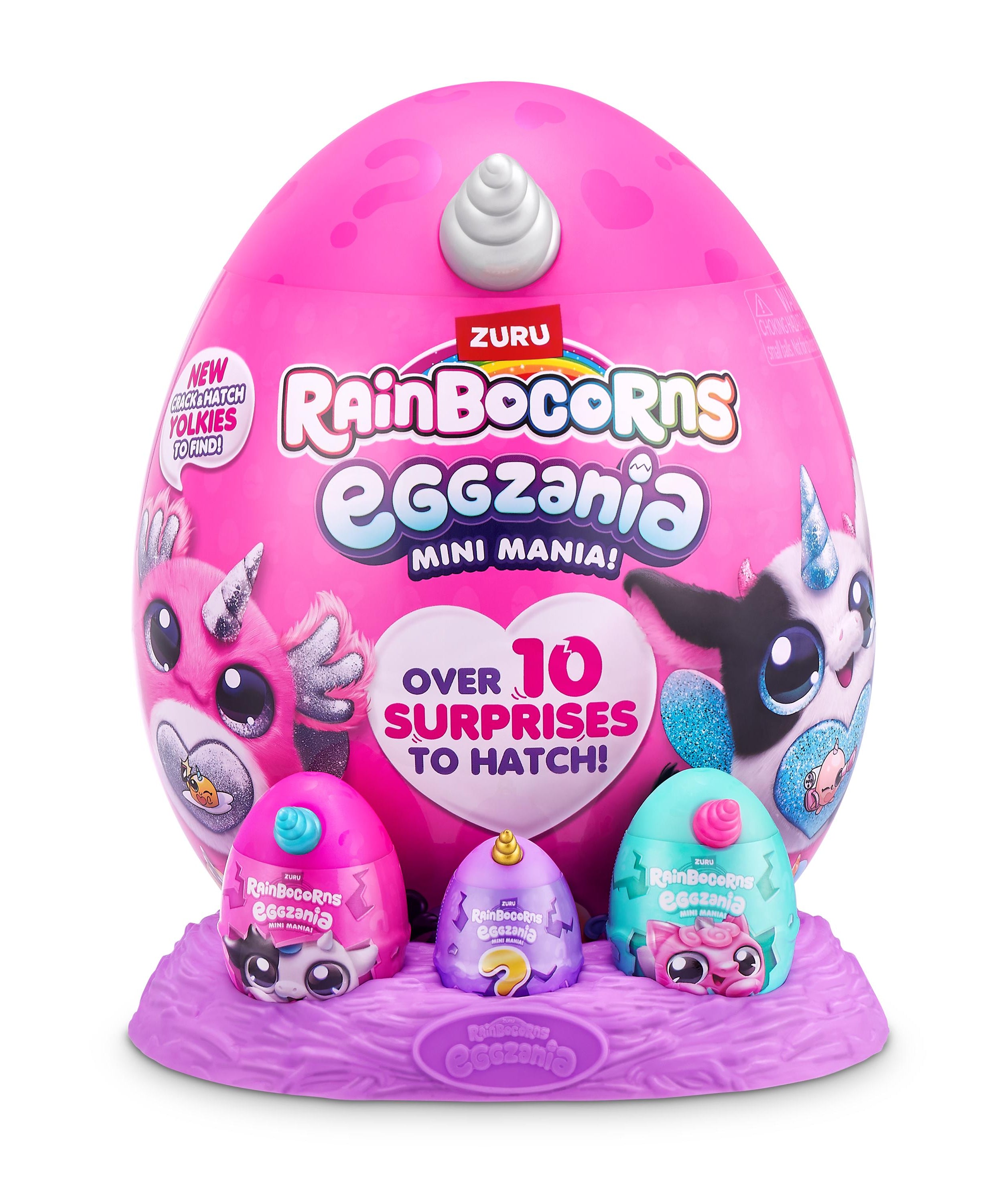Rainbocorns Eggzania Mini Mania Series 1 Surprise Plush Toy for Girls Ages 3+, Collectible Stuffed Animal with 10+ Surprises, Slime, Stickers & Wearable Jewelry