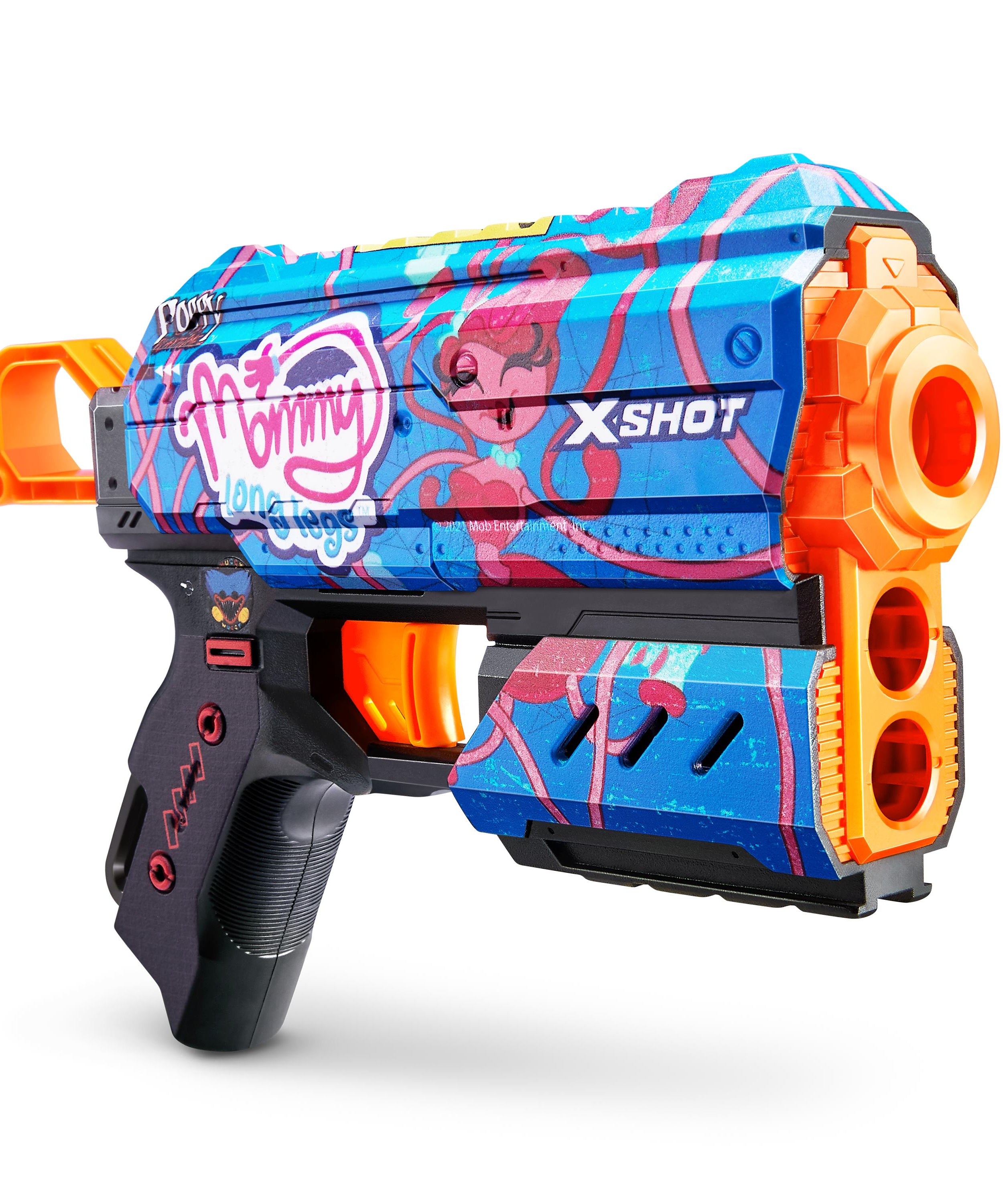 XSHOT Skins Flux, Poppy Playtime Jumpscare Edition (8 Darts), Foam Dart Blaster with Air Pocket Dart Technology, Shoots up to 27m, Collectible Toy Gun for Kids Ages 8+, Boys, Girls, Teens