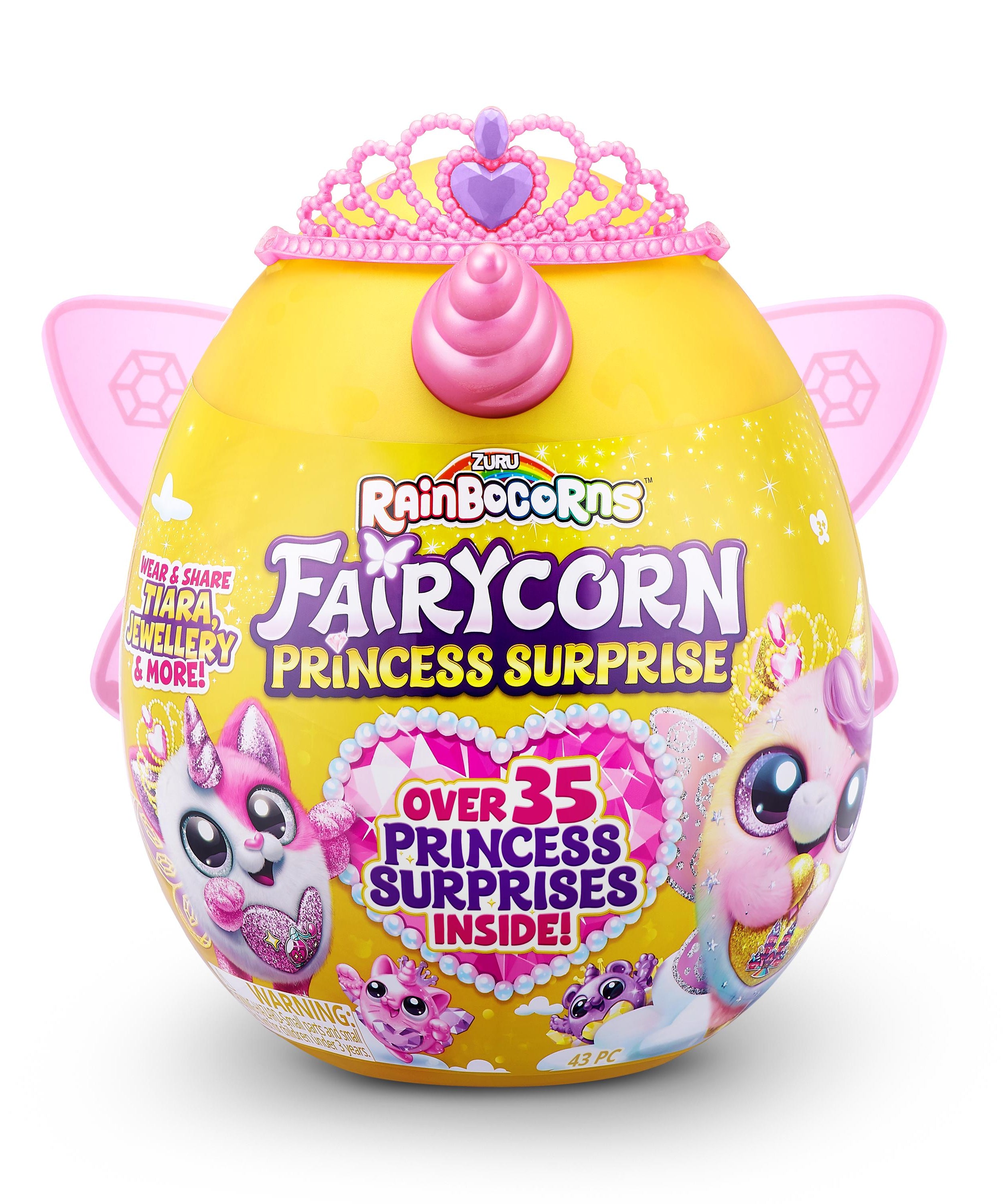 Rainbocorns Fairycorn Princess Surprise (Puppy) 11" Collectible Plush Toy with 35+ Surprises, Fairy Wings, Tiara, Wand, Boo-Boocorn, and Surprise Egg, Soft Toy for Girls Ages 3+