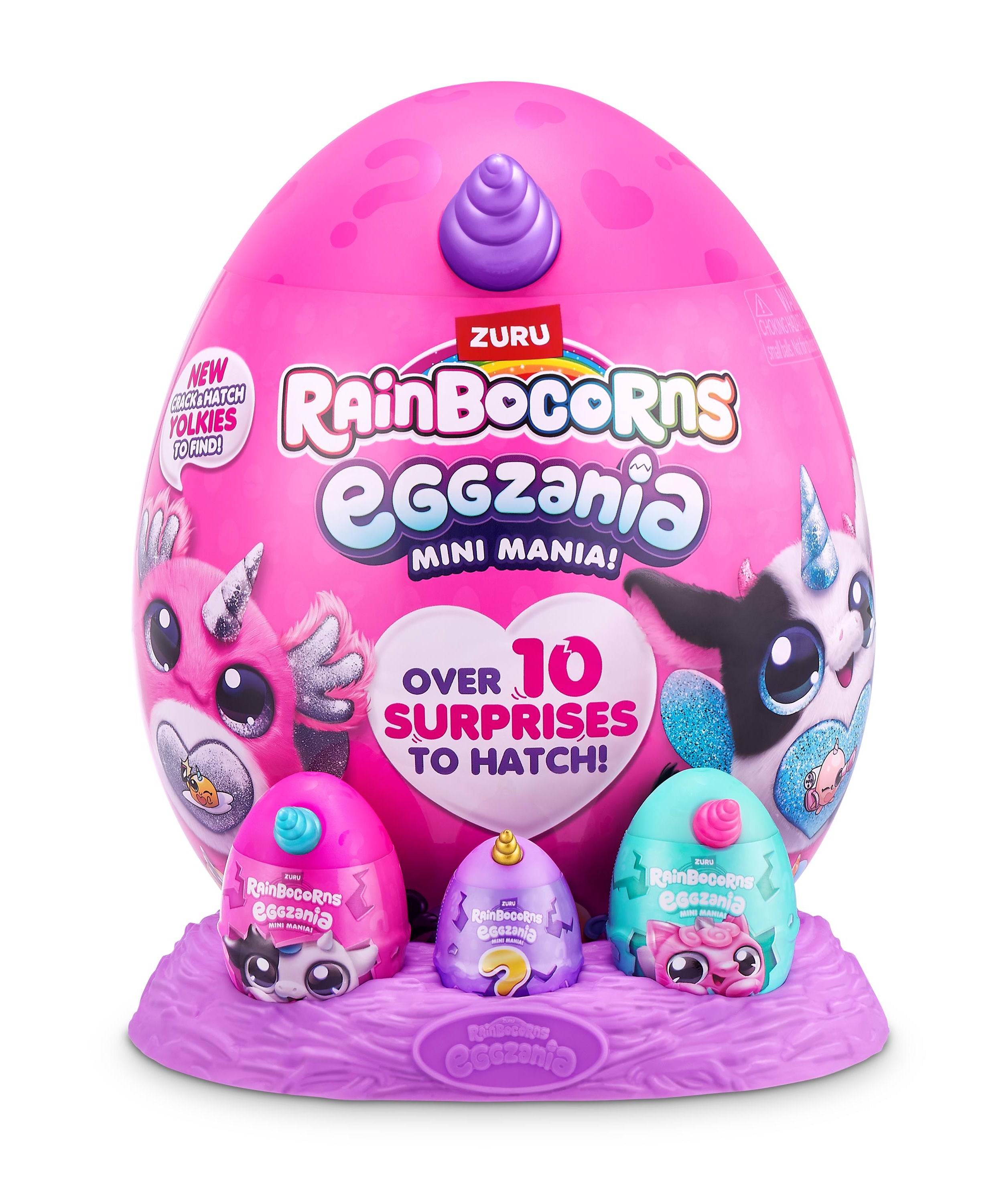 Rainbocorns Eggzania Mini Mania Series 1 Surprise Plush Toy for Girls Ages 3+, Collectible Stuffed Animal with 10+ Surprises, Slime, Stickers & Wearable Jewelry