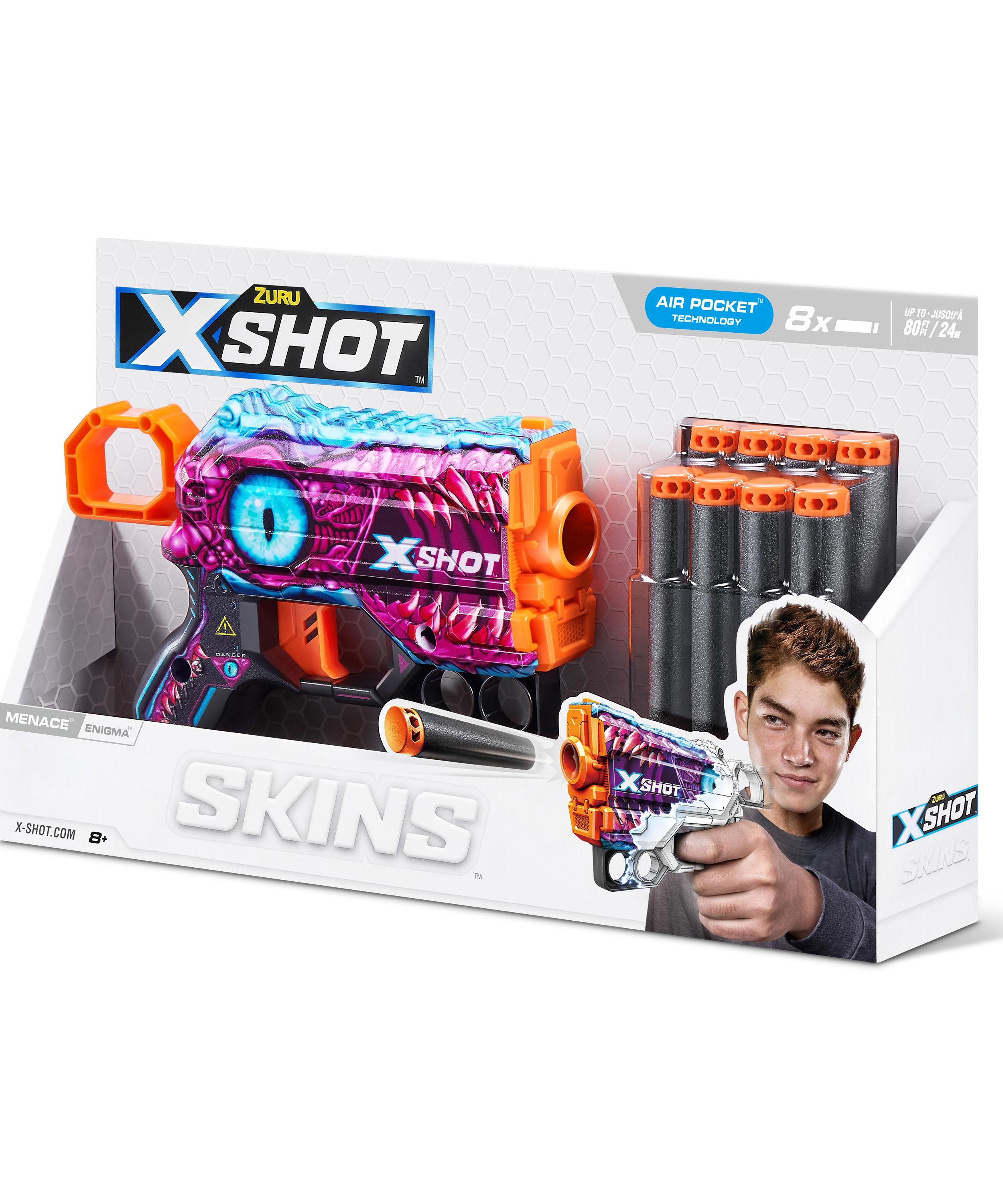 X Shot Skins Menace Blaster, Compact Foam Dart Gun for Boys, Age 8+