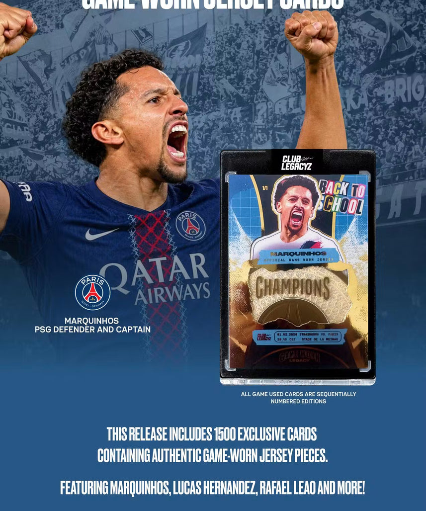 2026 Club Legacyz Icons Back to School Fifth Edition Soccer Hobby Pack, 1 Card Per Pack, Rare Football Collectible Cards, On-Card Autographs, Game-Worn Jersey Cards