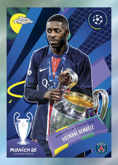Topps Chrome UEFA Club Competitions 2025/26 Mega Box Football Trading Cards, Official UEFA Soccer Card Collection with Exclusive Mega Box Parallels, Refractors, Inserts & Autograph Chase Cards