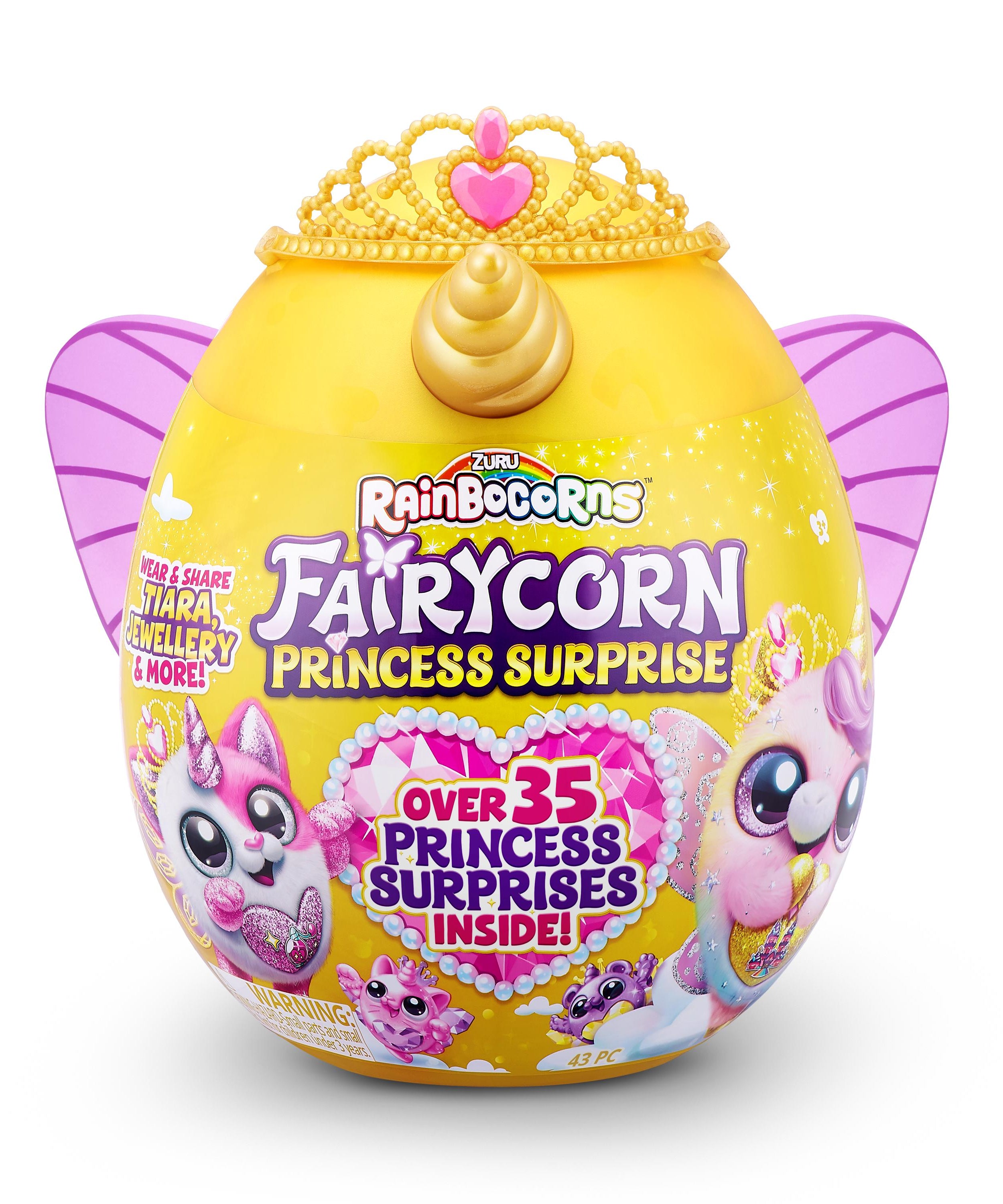 Rainbocorns Fairycorn Princess Surprise (Puppy) 11" Collectible Plush Toy with 35+ Surprises, Fairy Wings, Tiara, Wand, Boo-Boocorn, and Surprise Egg, Soft Toy for Girls Ages 3+
