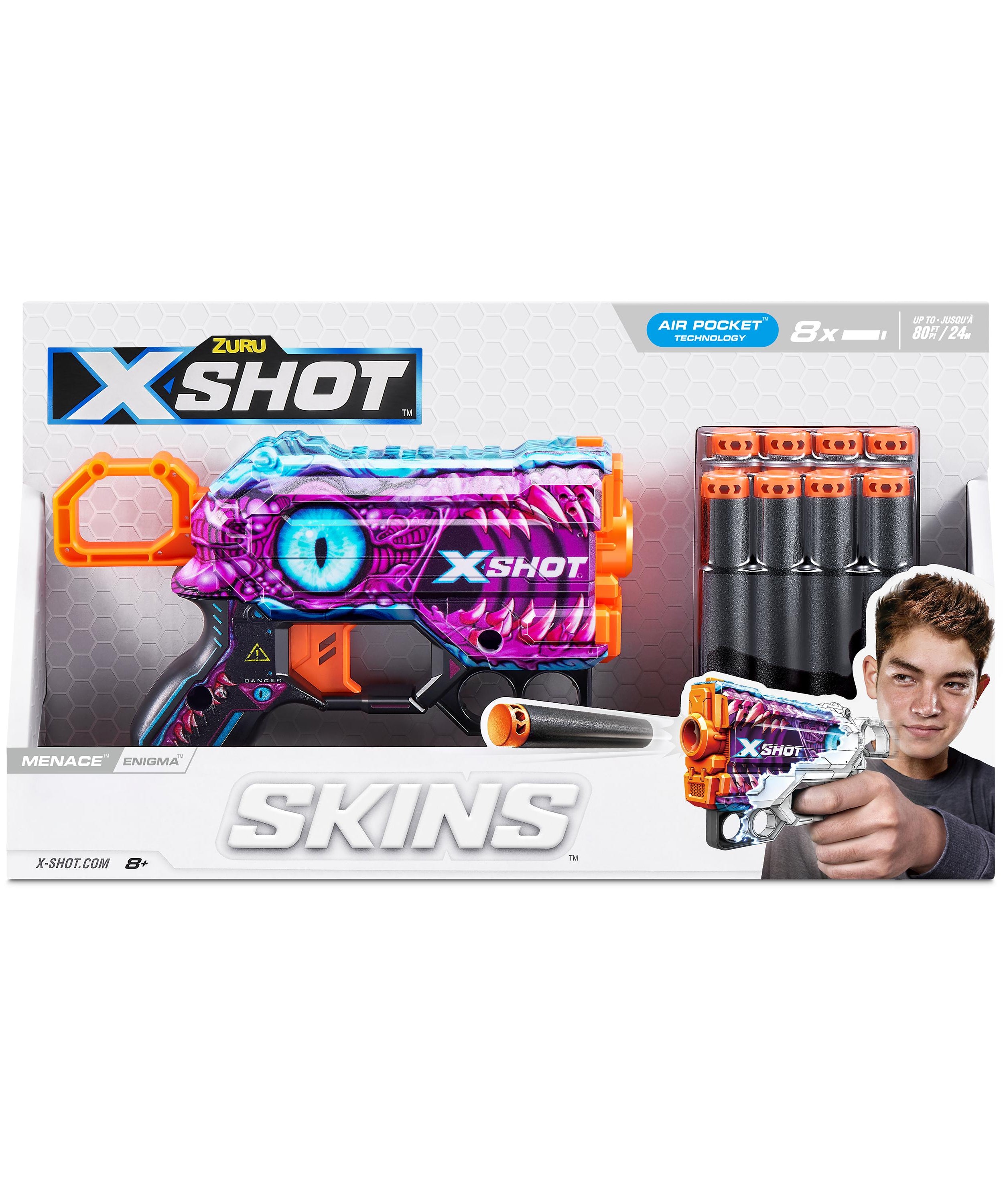 X Shot Skins Menace Blaster, Compact Foam Dart Gun for Boys, Age 8+