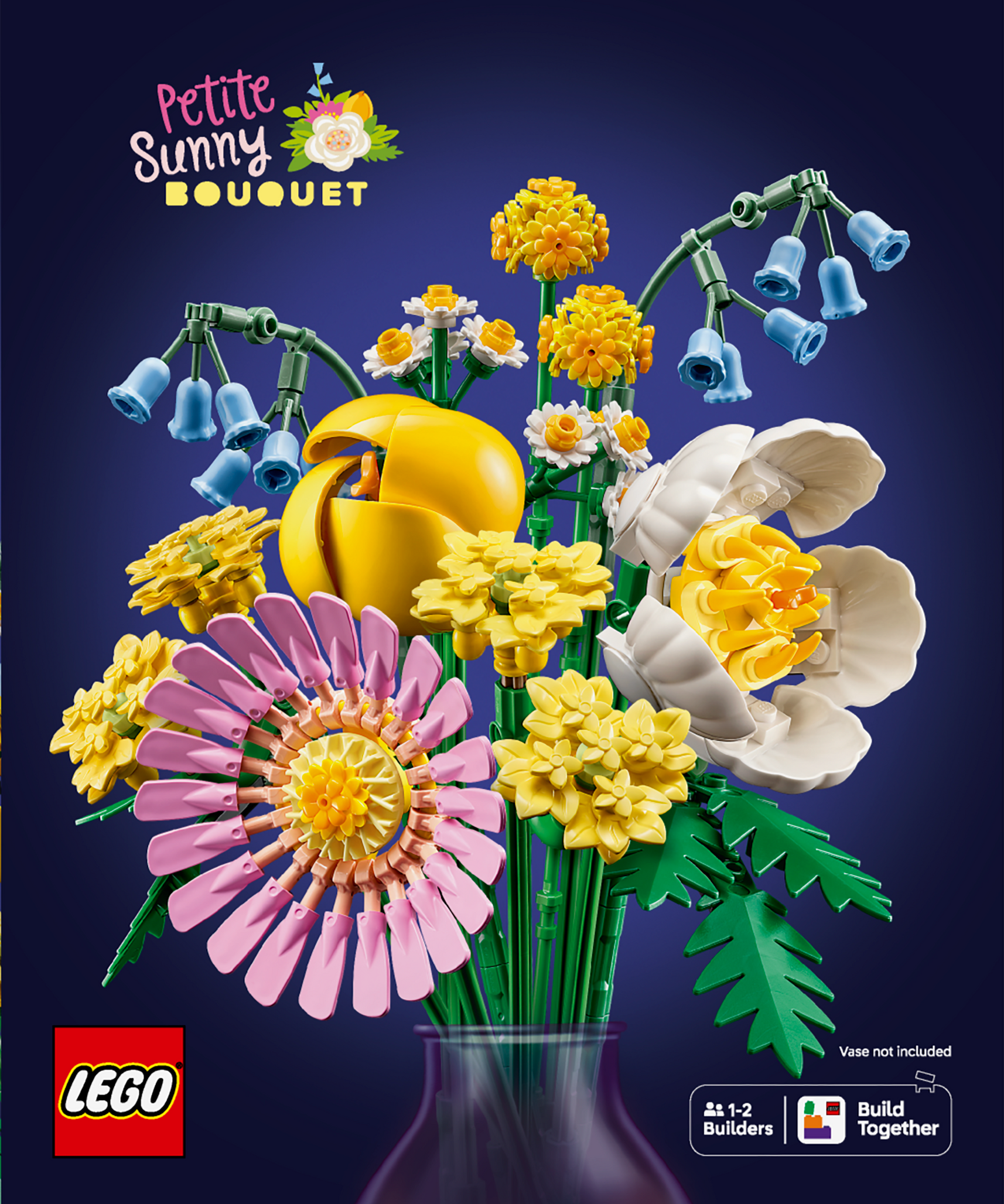 LEGO Botanicals Petite Sunny Bouquet, Faux Flower Building Set with Bluebells, Daisies, Tulips & More, Nature Toy & Holiday Decor for 9+ Girls, Teens & Adults, 10347