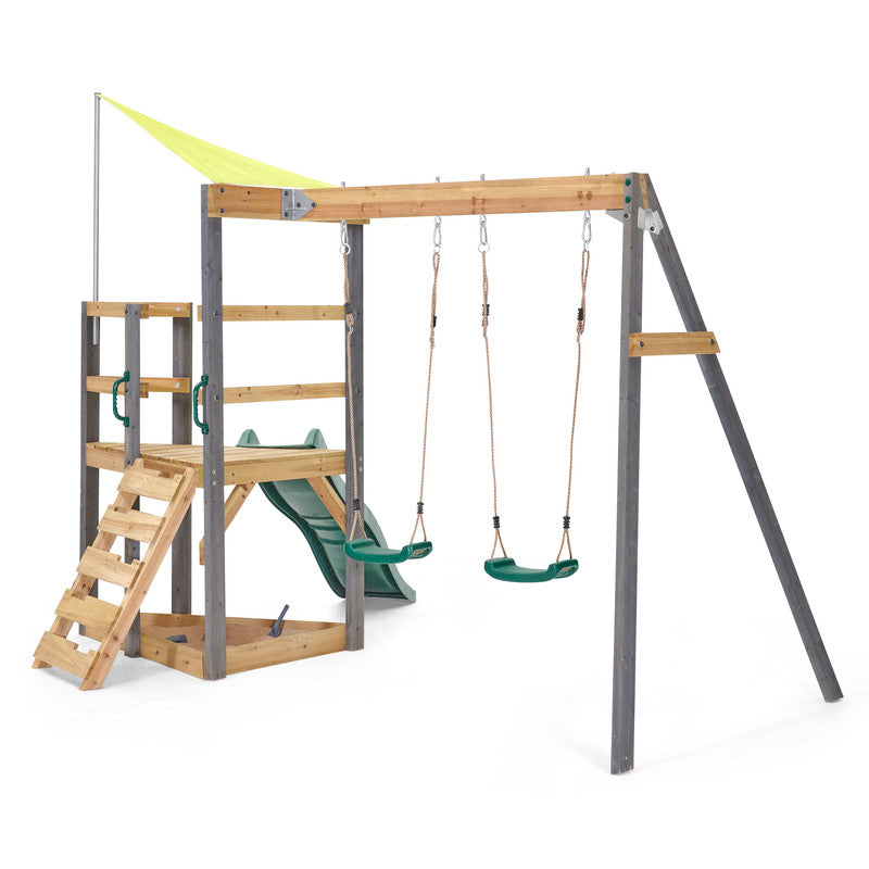 Plum Barbary Wooden Playcentre with Swing and Slide Outdoor Playground Backyward Toy with 50kg Weight Capacity per Seat, Suitable for Children both Boys and Girls Aged 3 years and Above