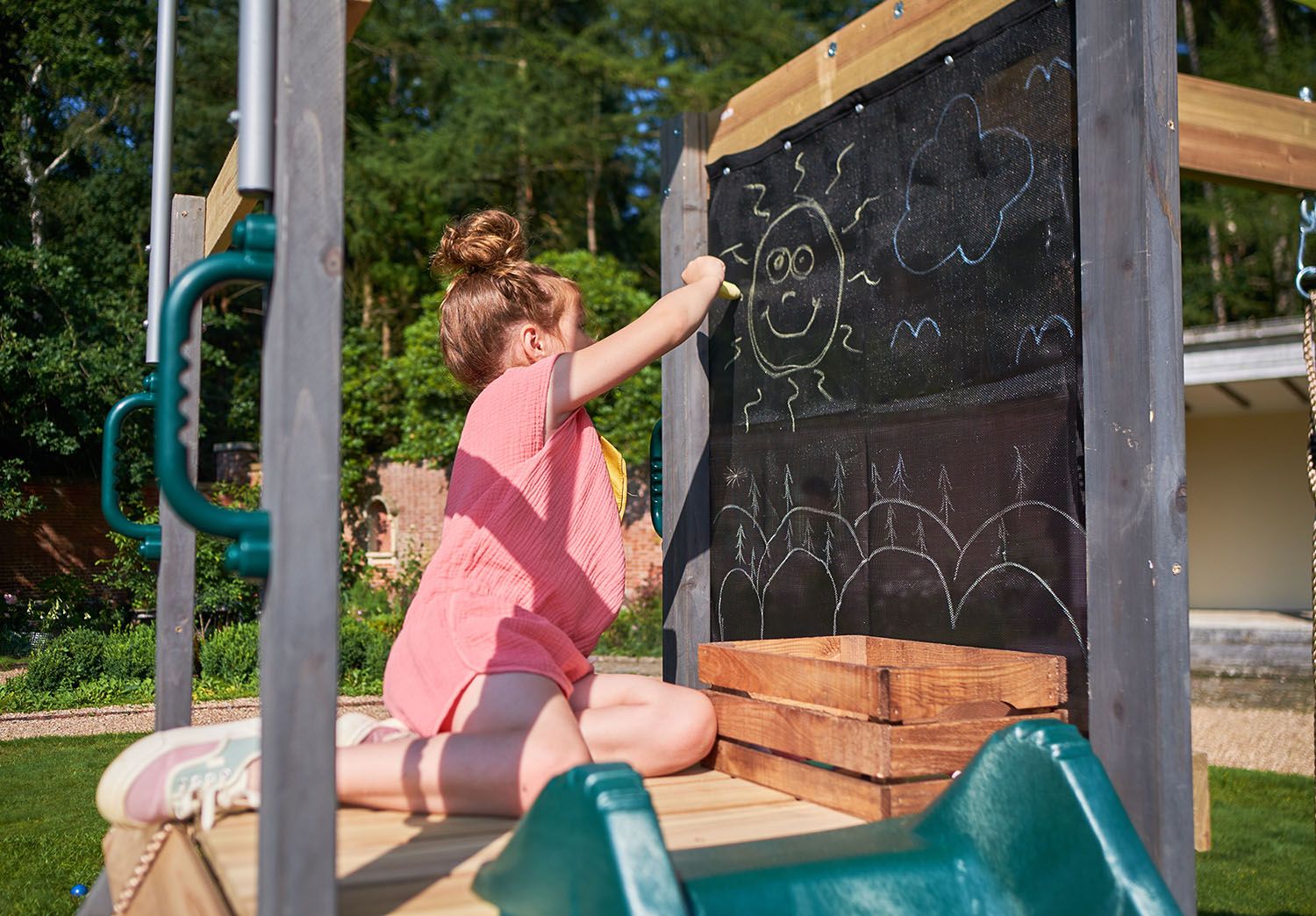 Plum® Siamang Wooden Playcentre, Swing and Slide Set, FSC® Certified Climbing Frame with Sandpit & Sunshade, Outdoor Play Set, Ages 3+