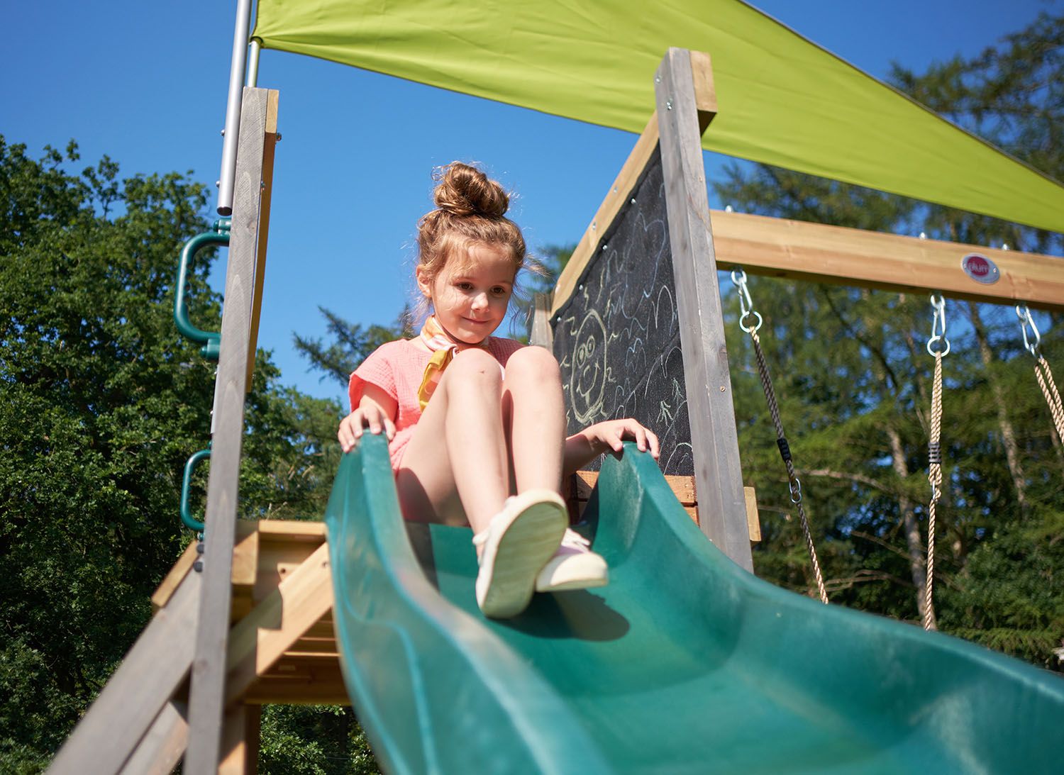 Plum® Siamang Wooden Playcentre, Swing and Slide Set, FSC® Certified Climbing Frame with Sandpit & Sunshade, Outdoor Play Set, Ages 3+