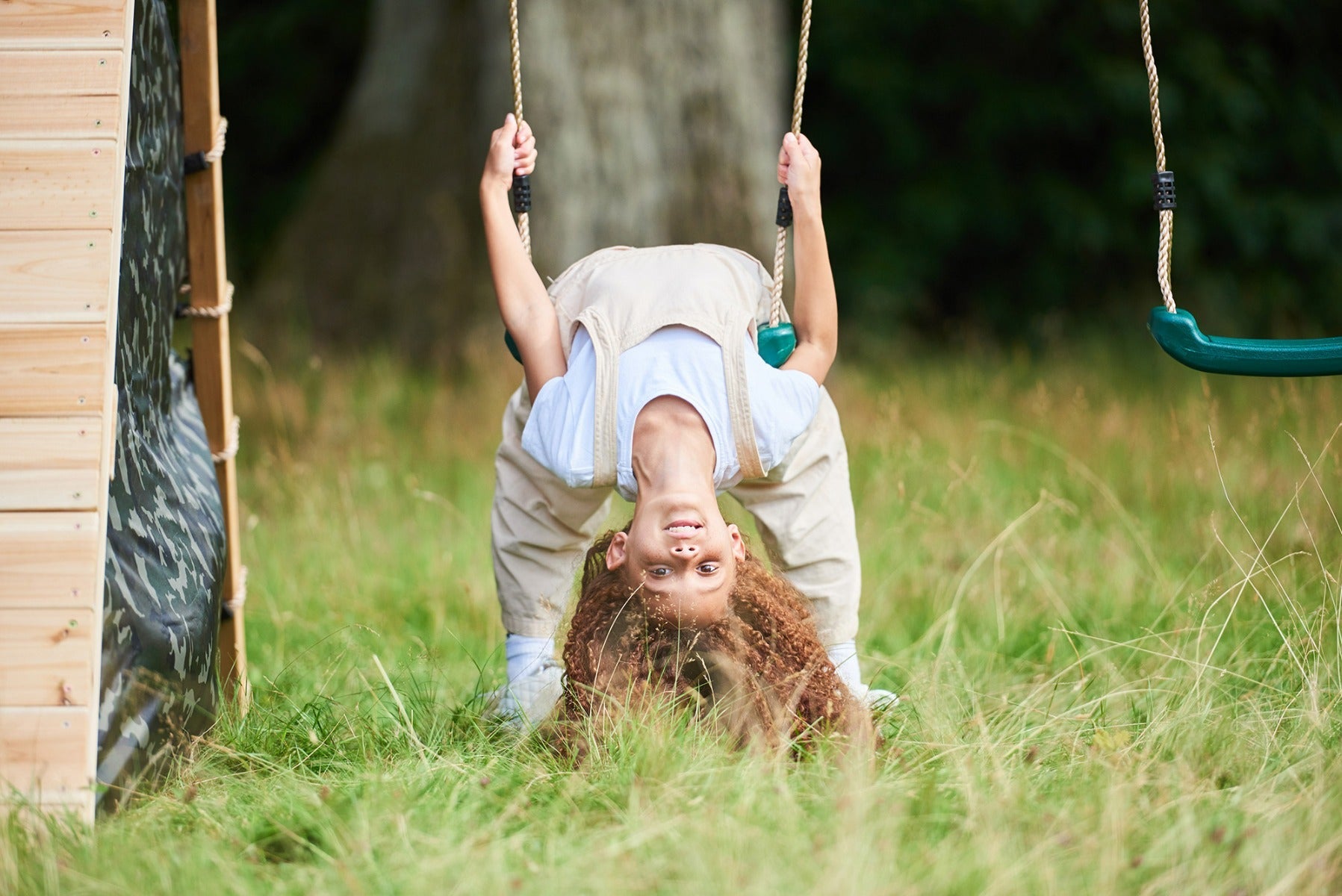 Plum Climbing Pyramid Wooden Playcentre, Slide and Double Swings, FSC® Timber Outdoor Climbing Frame, Backyard Adventure Play Set, Ages 3+