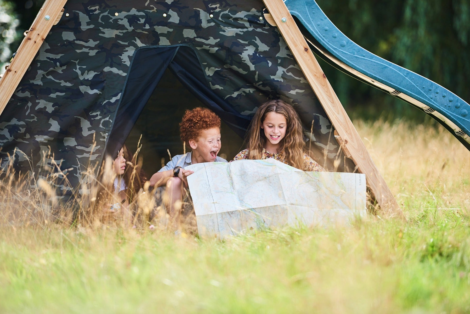 Plum Climbing Pyramid Wooden Playcentre, Slide and Double Swings, FSC® Timber Outdoor Climbing Frame, Backyard Adventure Play Set, Ages 3+
