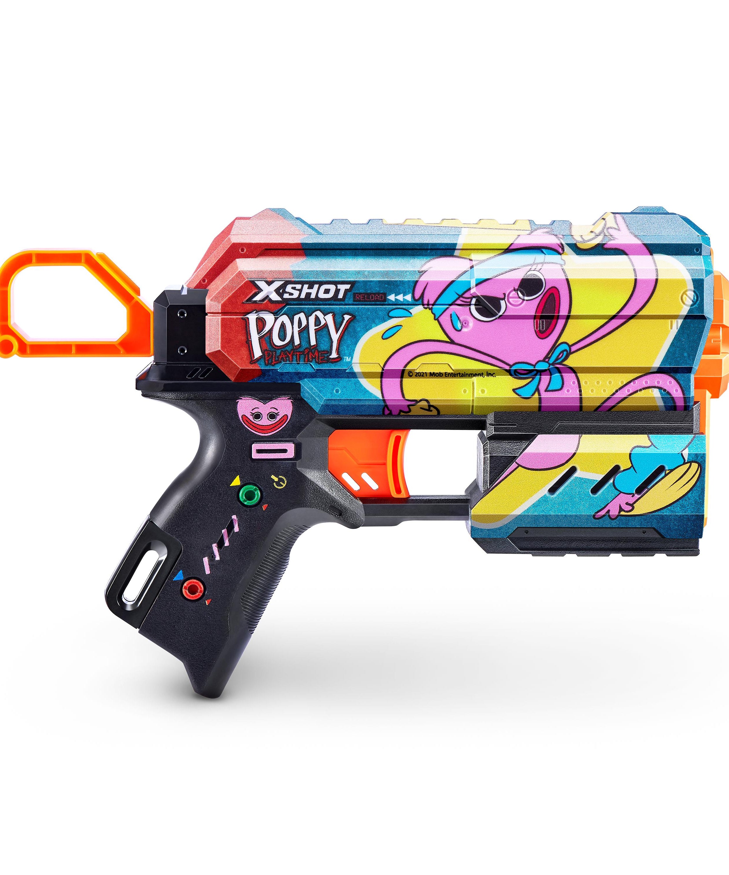 XSHOT Skins Flux, Poppy Playtime Jumpscare Edition (8 Darts), Foam Dart Blaster with Air Pocket Dart Technology, Shoots up to 27m, Collectible Toy Gun for Kids Ages 8+, Boys, Girls, Teens