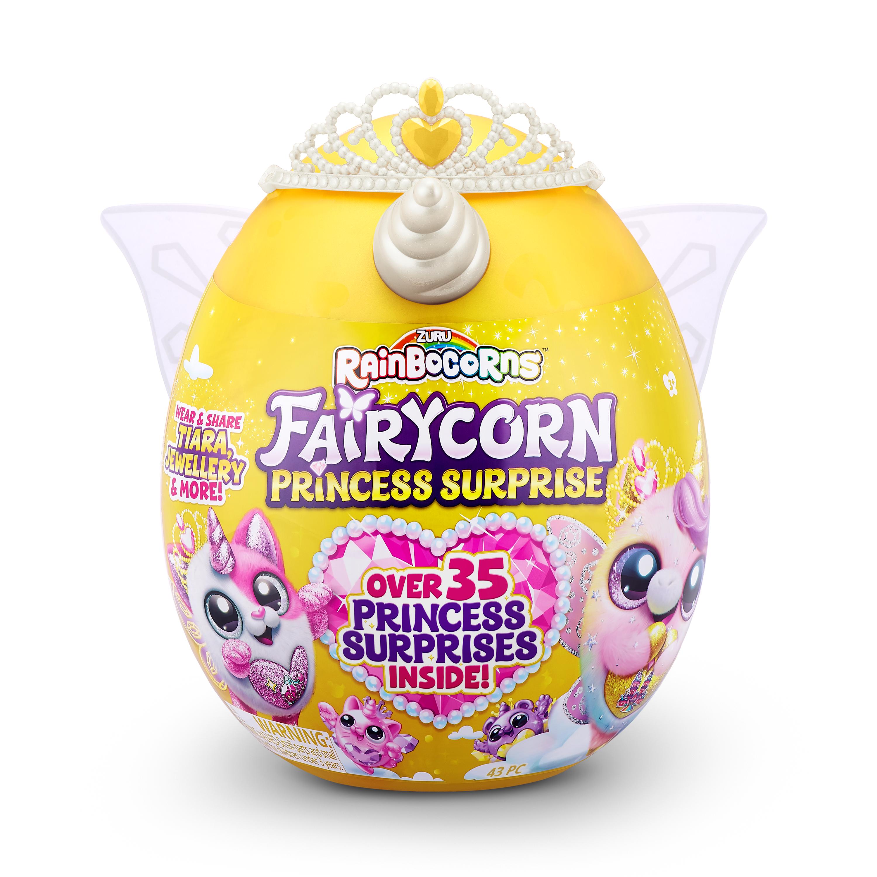 Rainbocorns Fairycorn Princess Surprise (Puppy) 11" Collectible Plush Toy with 35+ Surprises, Fairy Wings, Tiara, Wand, Boo-Boocorn, and Surprise Egg, Soft Toy for Girls Ages 3+