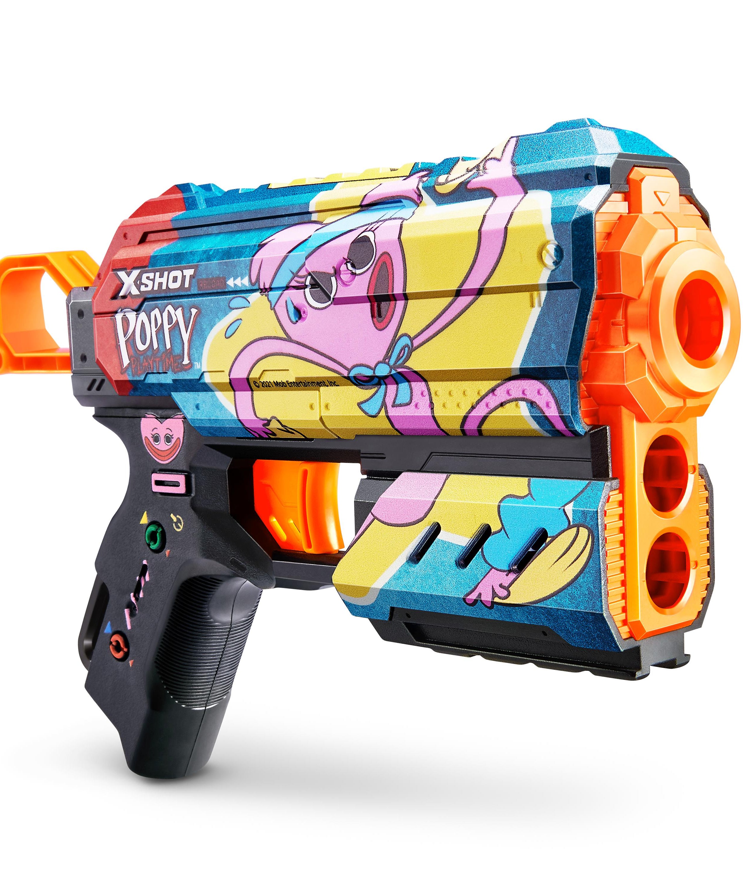 XSHOT Skins Flux, Poppy Playtime Jumpscare Edition (8 Darts), Foam Dart Blaster with Air Pocket Dart Technology, Shoots up to 27m, Collectible Toy Gun for Kids Ages 8+, Boys, Girls, Teens