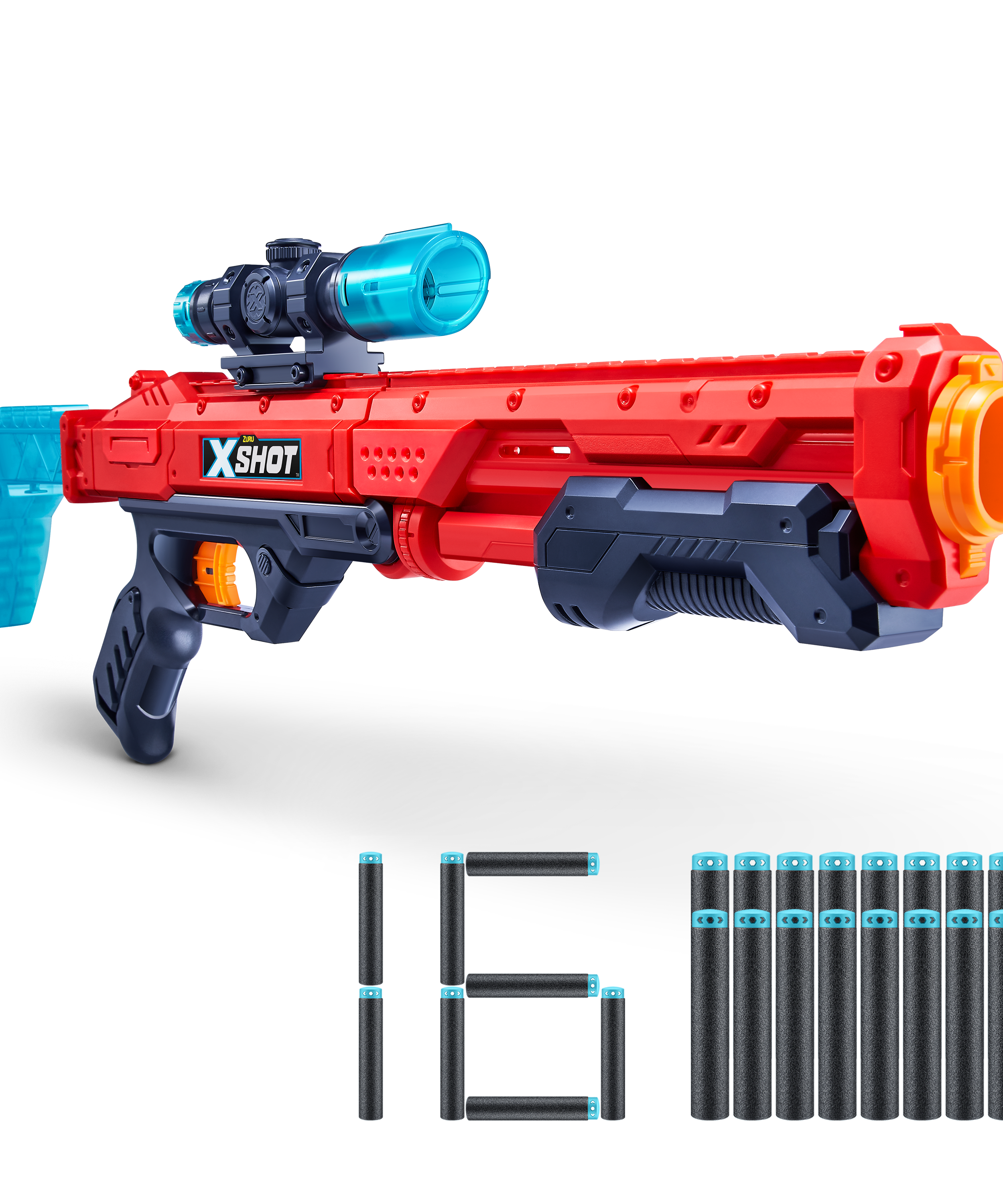 X Shot Excel Hawk Eye 16 Darts Blaster, Long Range Foam Gun Toy for Boys, Age 8+