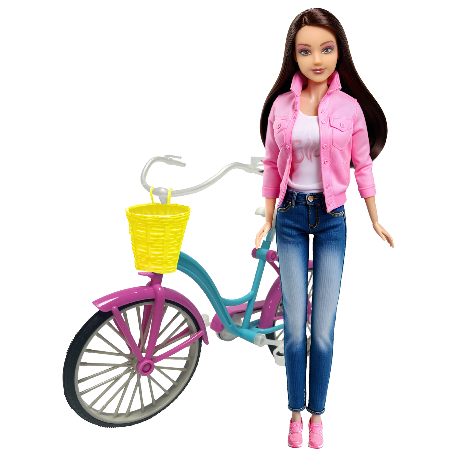 Fulla Doll with Bike and Helmet, Rolling Wheels, Fashion Outfit & Outdoor Adventure Play for Girls, Ages 3+