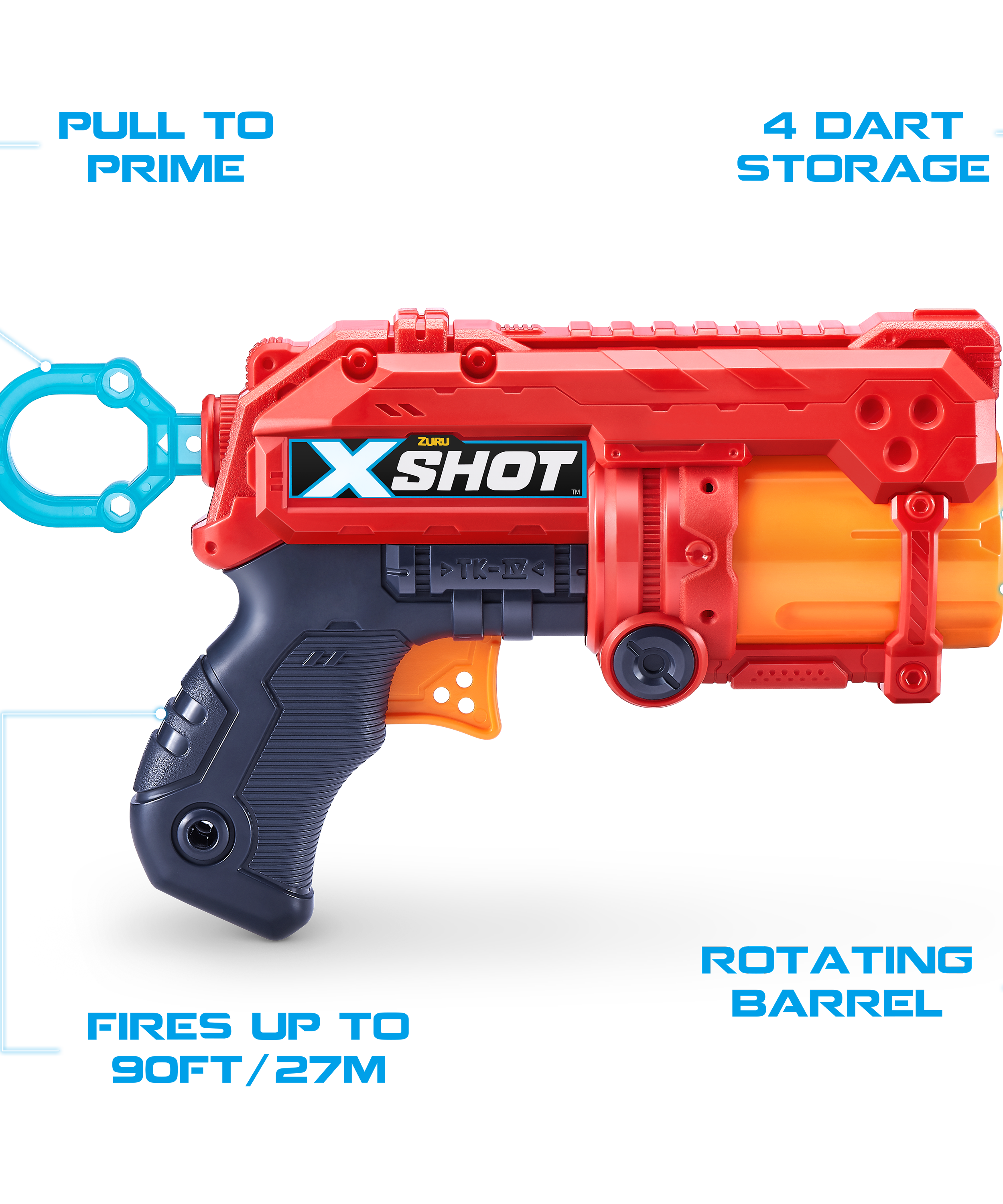 X-Shot Excel Fury 4 Blaster (16 Darts) by ZURU, Foam Dart Gun for Boys & Girls, Ages 8+