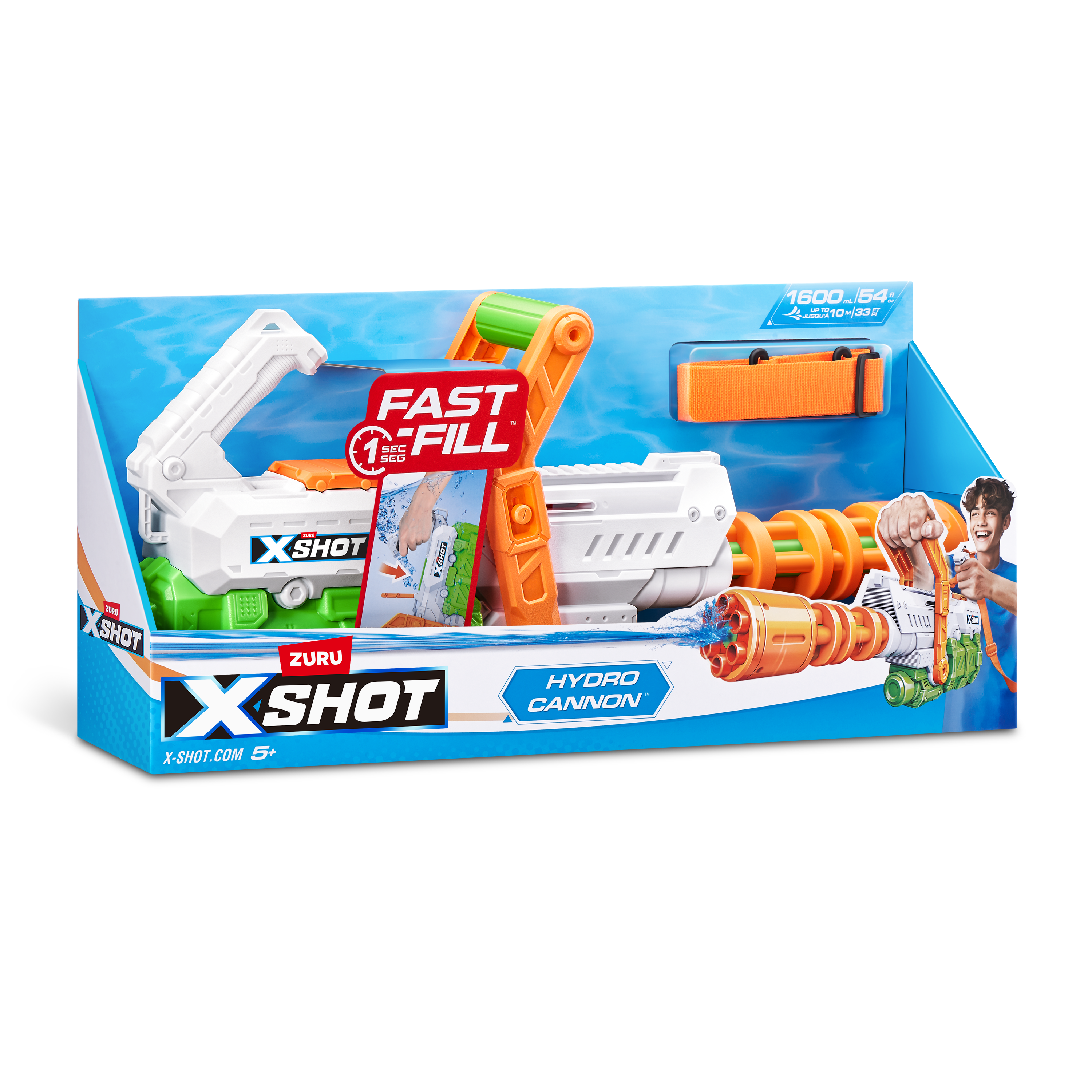 XSHOT Water Hydro Cannon, Fast-Fill Water Blaster with 1600ml Tank & Shoulder Strap, Shoots Up to 10m, Outdoor Water Gun for Kids Teens Adults, Ages 5+
