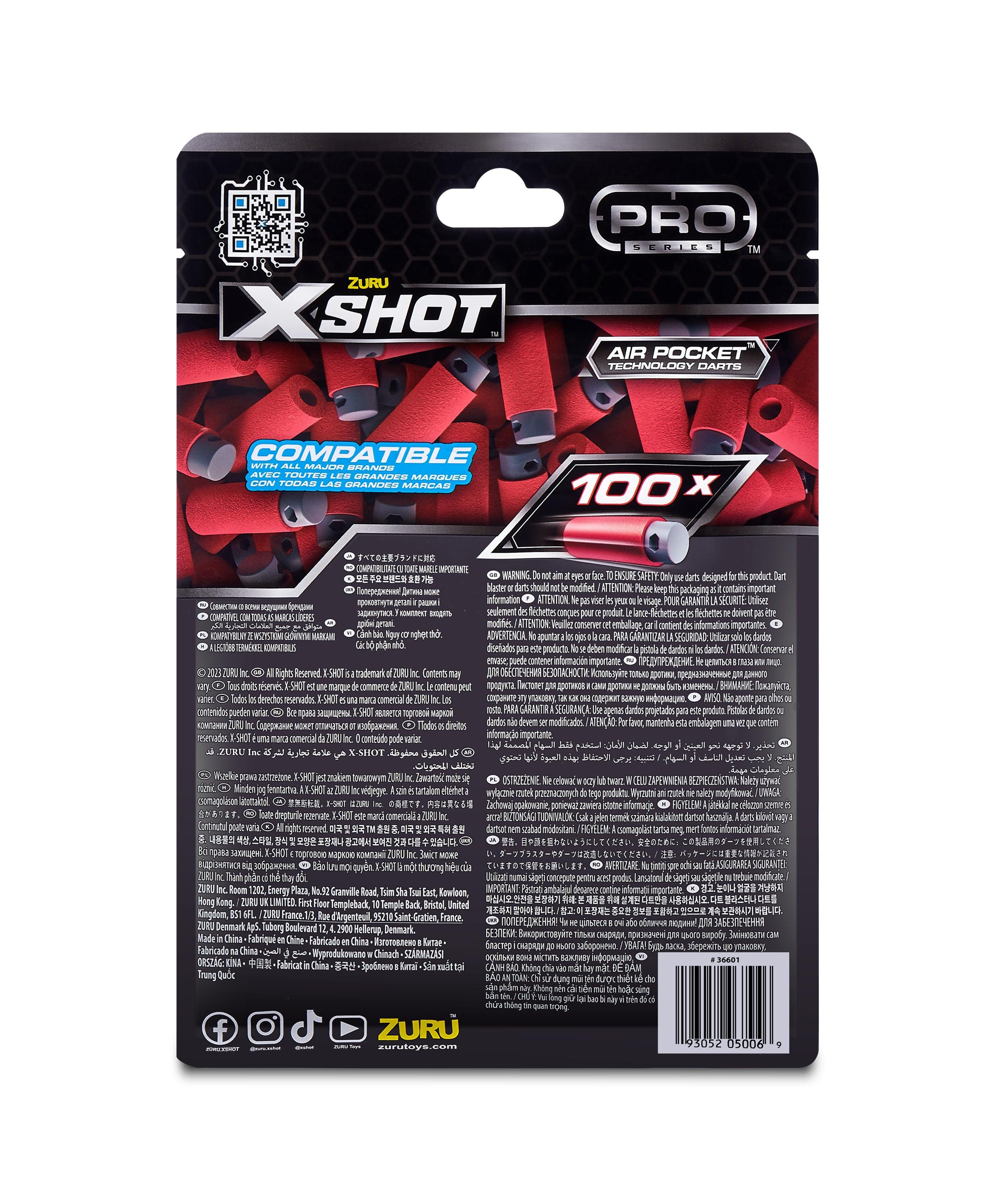 XSHOT Pro Series Half-Length Air Pocket Technology Foam Dart Refill, 100 Darts for Boys Age 14+
