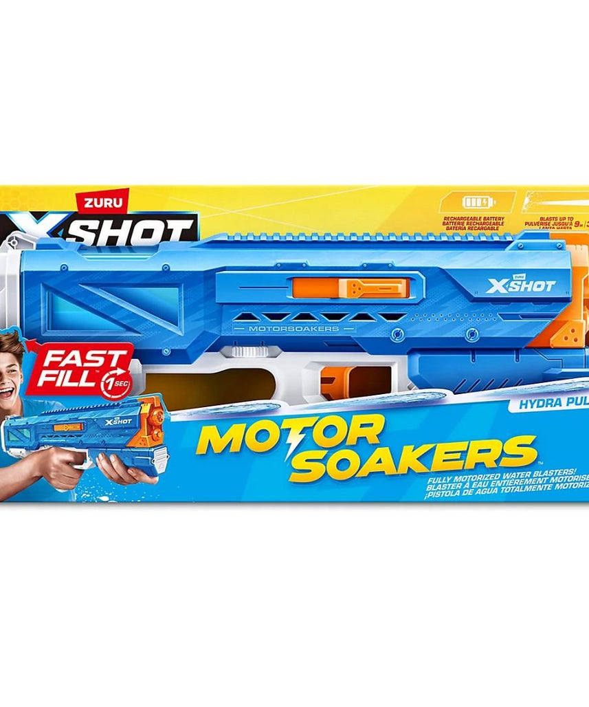 XSHOT Water Fast Fill Motor Soaker Hydra Pulse Water Toy Gun, Motorized Water Blaster with 650ml Capacity, Fast-Fill Technology, Rechargeable Battery, Blasts Up to 29 Feet, Outdoor Summer Water Toy for Boys and Girls Age 8+