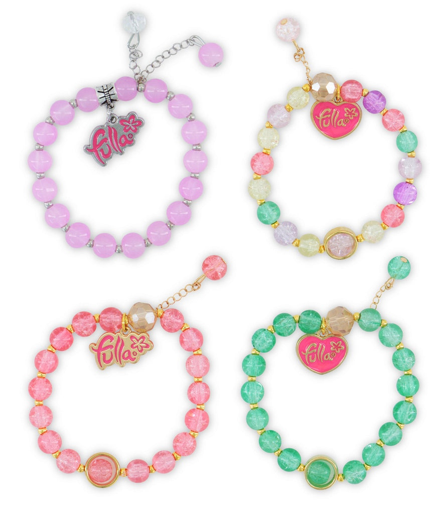 Fulla Little Charmers Bracelet Set for Girls Ages 3+, 4 Stylish Beaded Designs with Metal Heart Charm in Cute Case, Colorful Fashion Jewelry Accessory for Creative Play