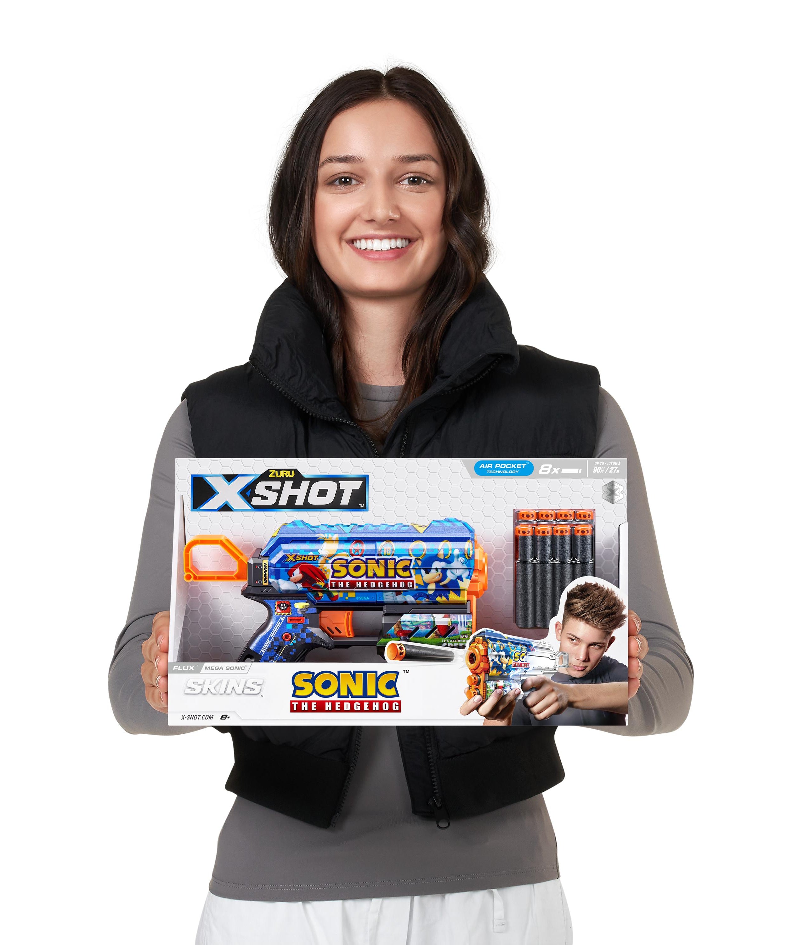 XSHOT Skins Flux Sonic (S1) Blaster, 8 Dart Capacity Toy Gun with Air Pocket Technology, Recoil Action, Long-Range Outdoor Blaster for Kids Ages 8+