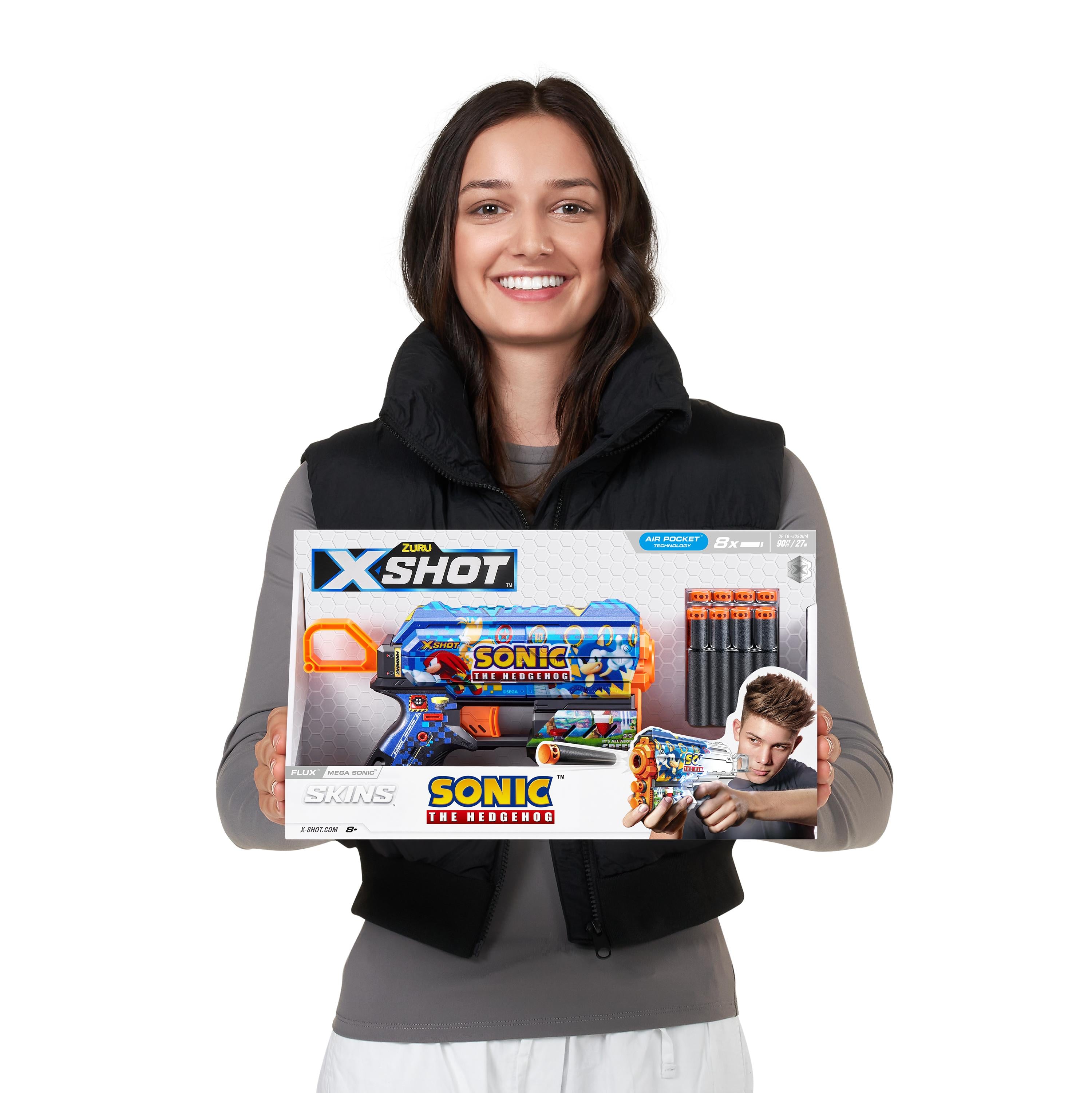 XSHOT Skins Flux Sonic (S1) Blaster, 8 Dart Capacity Toy Gun with Air Pocket Technology, Recoil Action, Long-Range Outdoor Blaster for Kids Ages 8+