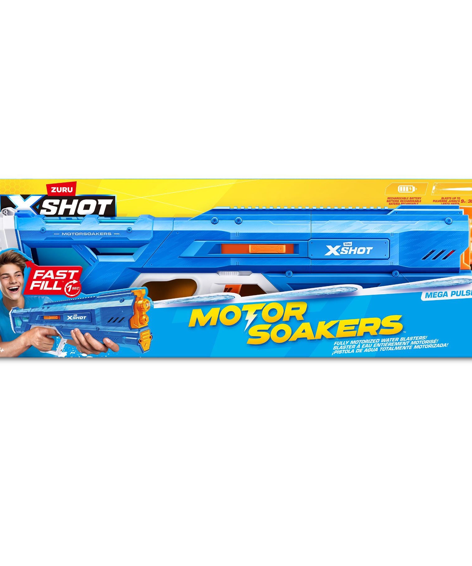 XSHOT Fast Fill Motorized Water Blaster for Kids Ages 8+, 1100ml Tank, 29ft Blast, Rechargeable Battery