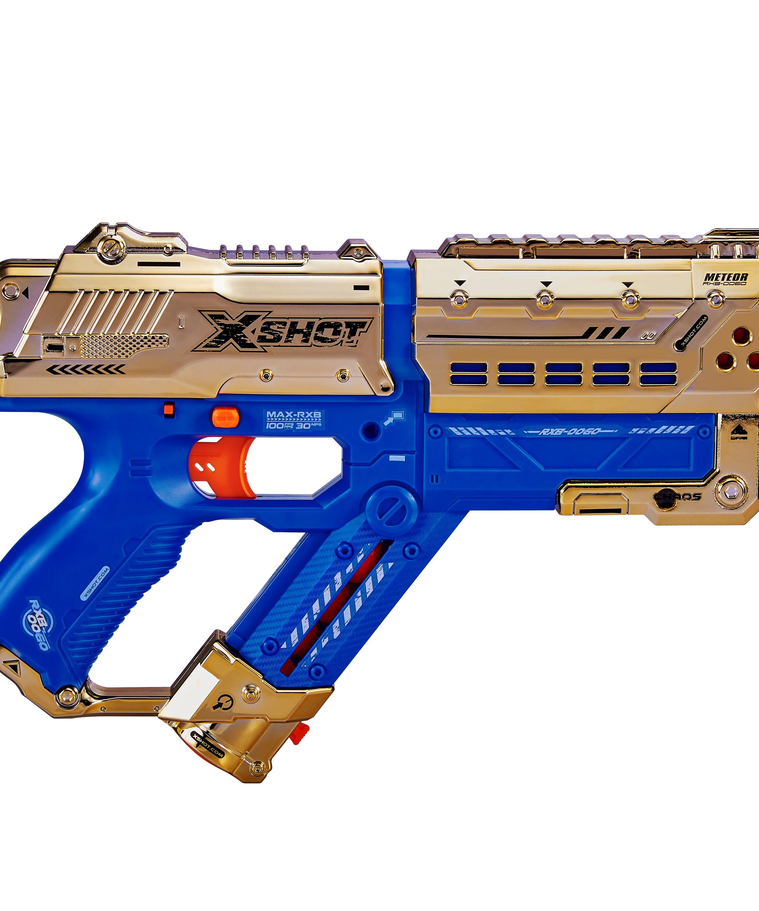 X Shot Chaos Dart Ball Blaster Golden Meteor, High Speed Ball Gun Toy for Boys, Age 14+